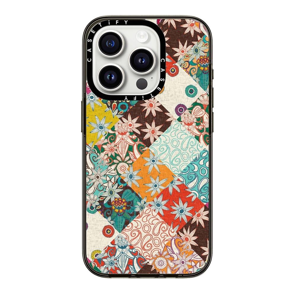 Casetify Compact Iphone 15 Pro Case [2X Military Grade Drop Tested / 4Ft Drop Protection]   Sarilmak Patchwork   Clear Black