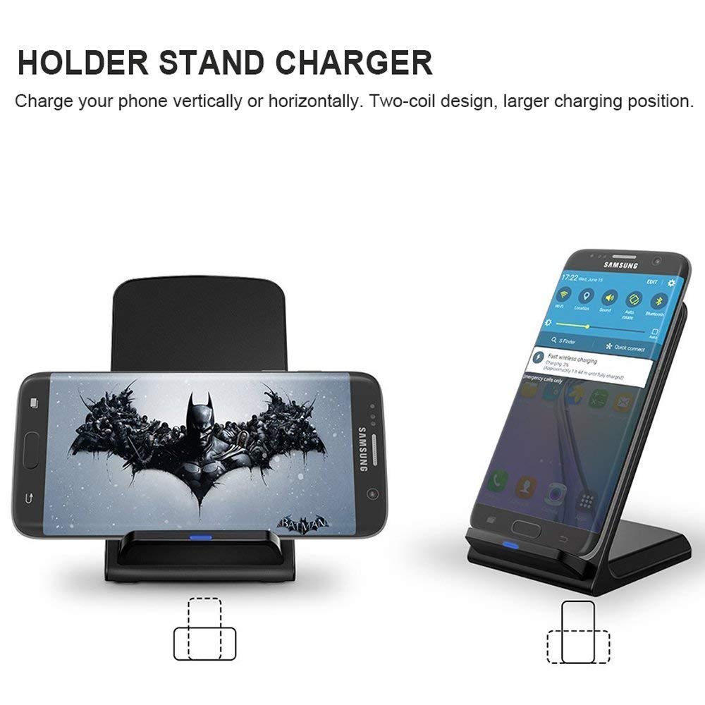 Fast Wireless Charger Stand For Samsung Galaxy S25 S24 S23 S22 Ultra/S21/Note 20/S20/S10+/S10E/S9/ S8+/S7 Edge Note 9/8 Qi Charging Dock For Iphone 16 15 14 13 12 11 Pro Max Mini Xs Xr 8 Plus Se