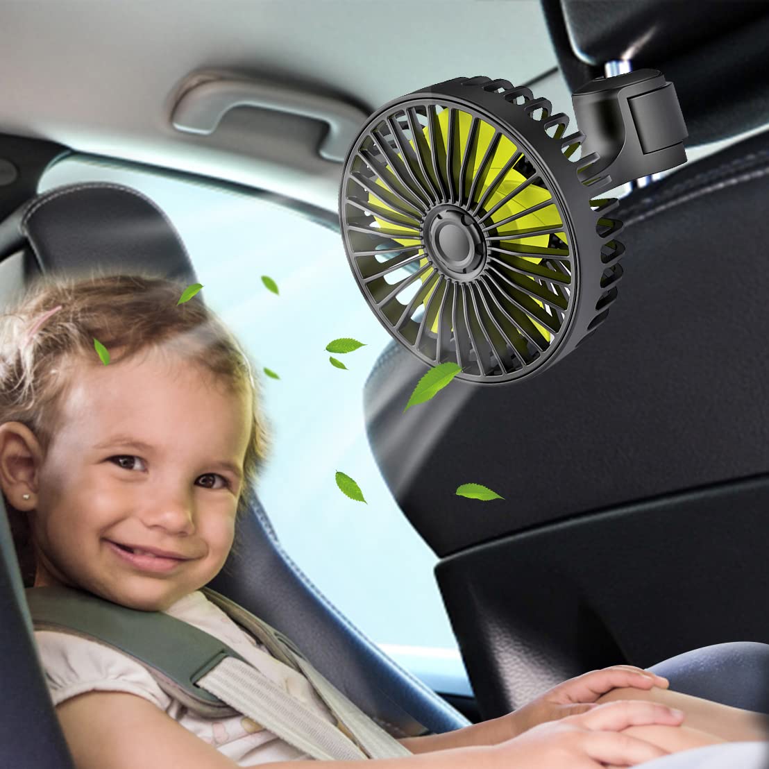 Huenlyel Usb Car Seat Fans For Backseat Baby, Electric 5V Usb Car Cooling Fan For Car Rear Seat Baby Kids Passengers(Usb Powered