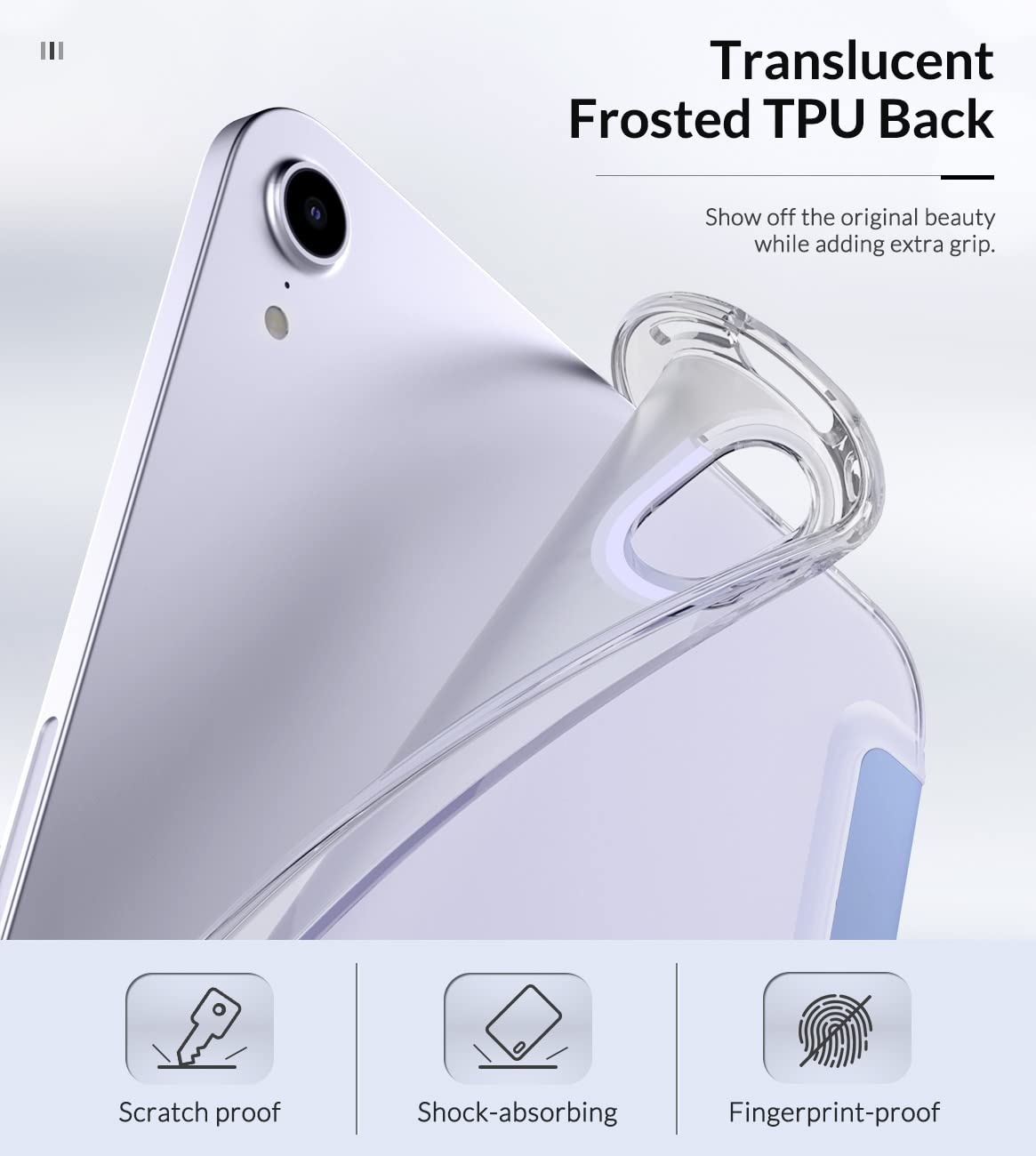 MoKo Case Fit New iPad Mini 7 (A17 Pro) 2024, iPad Mini 6th Generation Case 2021 (8.3 inch), iPad Mini 6 Case, Soft TPU Translucent Frosted Back Cover Case for iPad Mini 7th, Grayish Purple