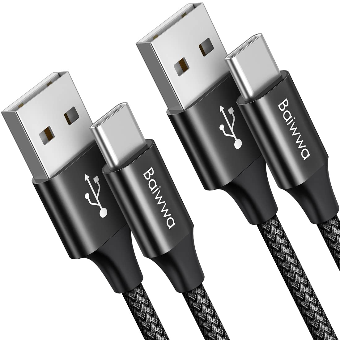 Baiwwa Usb C Cable [3Ft, 2 Pack], Usb A To Type C 3A Fast Charging Braided Charger Cord For Iphone 15 Plus Pro Max Samsung Galax