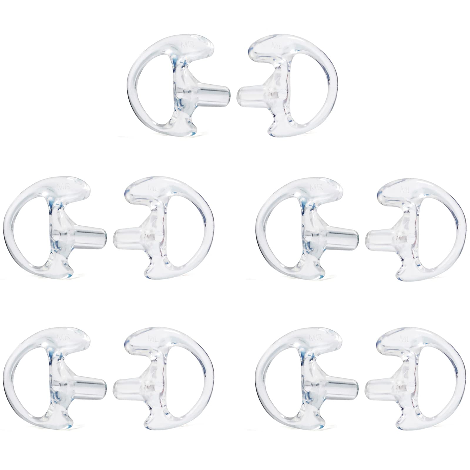 Hys 5 Pairs Medium Earmold Earbud Earplug Ear Insert Replacement Acoustic Tube Ear Piece For Coil Tube Surveillance Headset/Listen Only & Radio Earpiece Law Enforcement, Police Earpiece