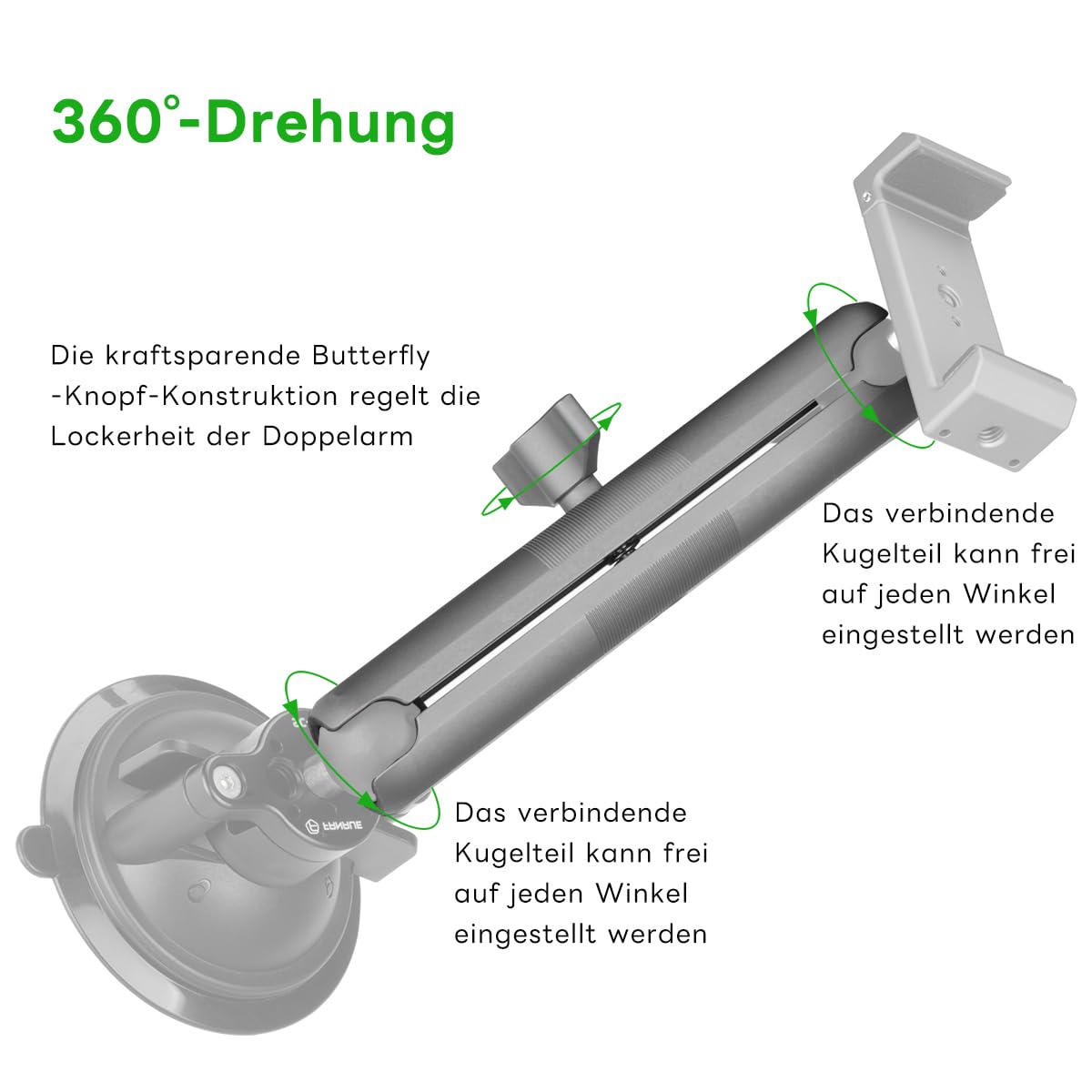 Fanaue Double Socket Arm Compatible With Ram Mounts B Size Ball Head And Bike Motorcycle Phone Holder, Fits Industry All Standar