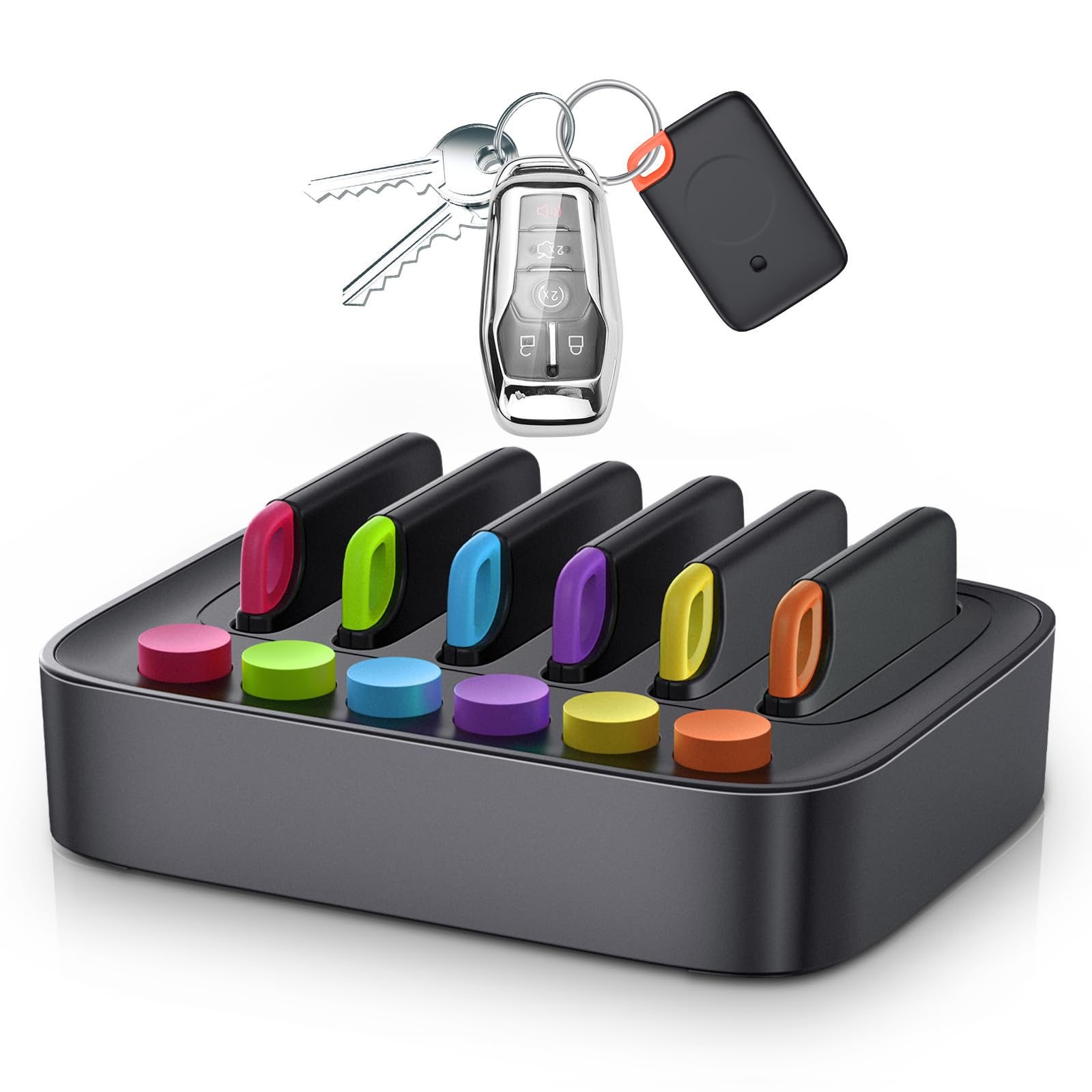 Key Finder Stick On Remote Finder Beeper 6 Pack Rf Wireless Tv Remote Control Finder, Key Finders Locator With Sound That Make Noise 90 Db Loud Beep Item Finder, Remote Tracker With Sound For Phone