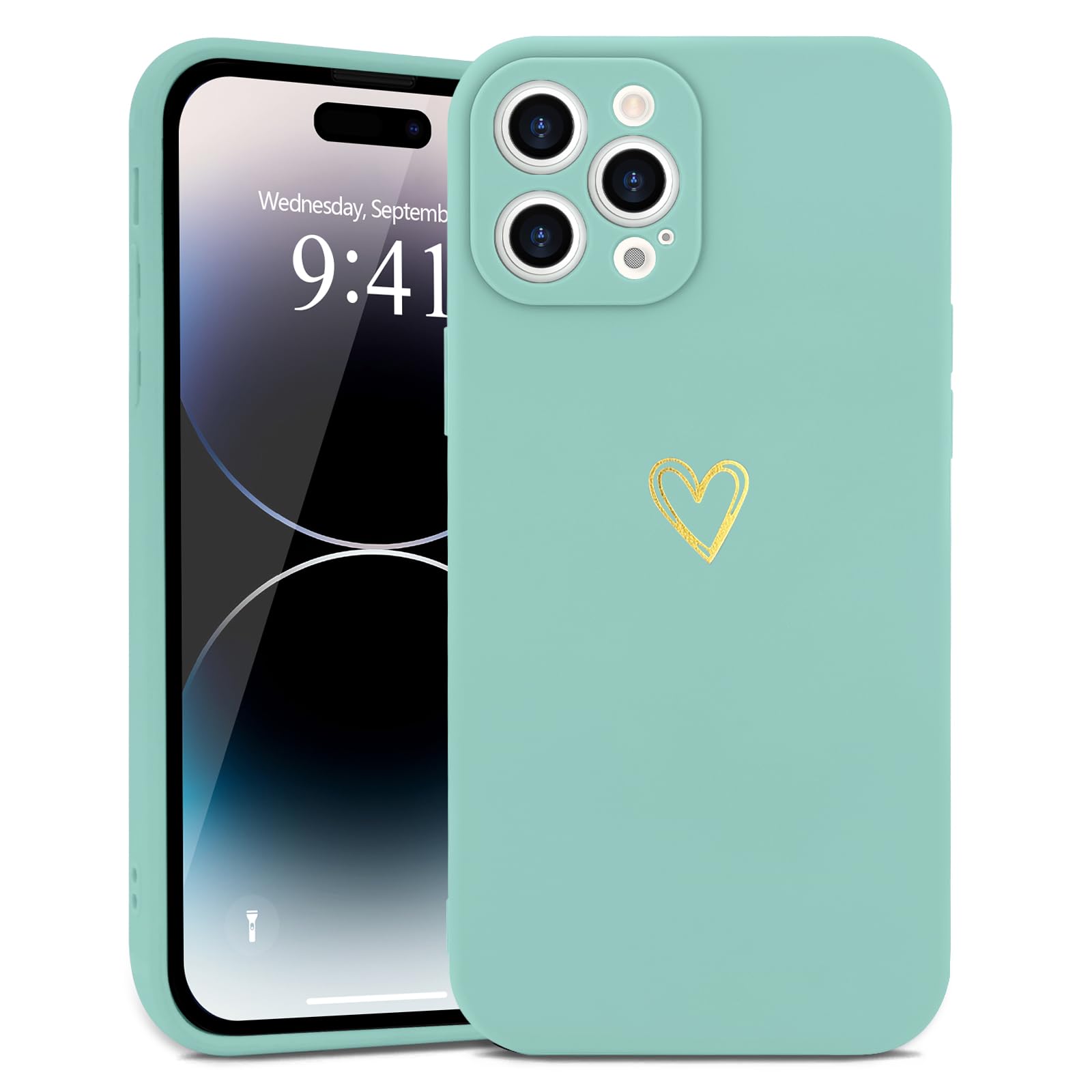 Wirvyuer For Iphone 14 Pro Case Cute Heart Pattern Soft Shockproof Slim Protective Silicone Phone Case Cover For Women Girls, Fr