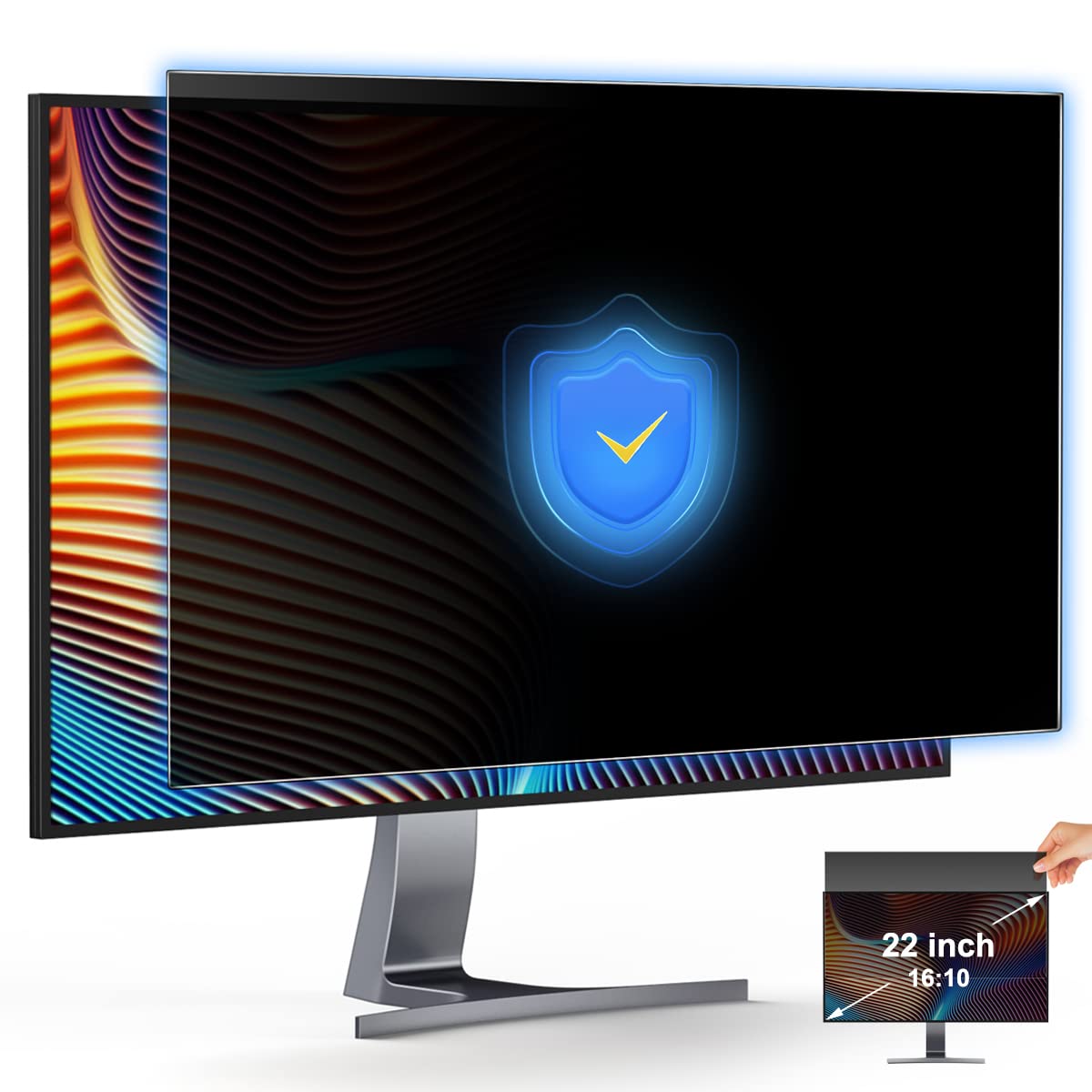 Jeapka 22 Inch Computer Privacy Screen 2 Pack For 16:10 Widescreen Monitor Privacy Screen Shield For Data Confidentiality Anti G