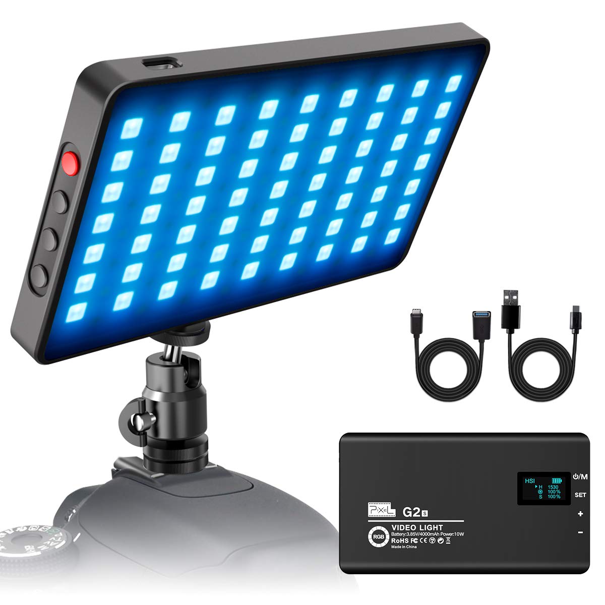 Pixel Rgb Camera Light, Video Light With Built In 4000Mah Rechargeable Battery 2500K 8500K/10 Simulation Light Effect/Tlci 97+/