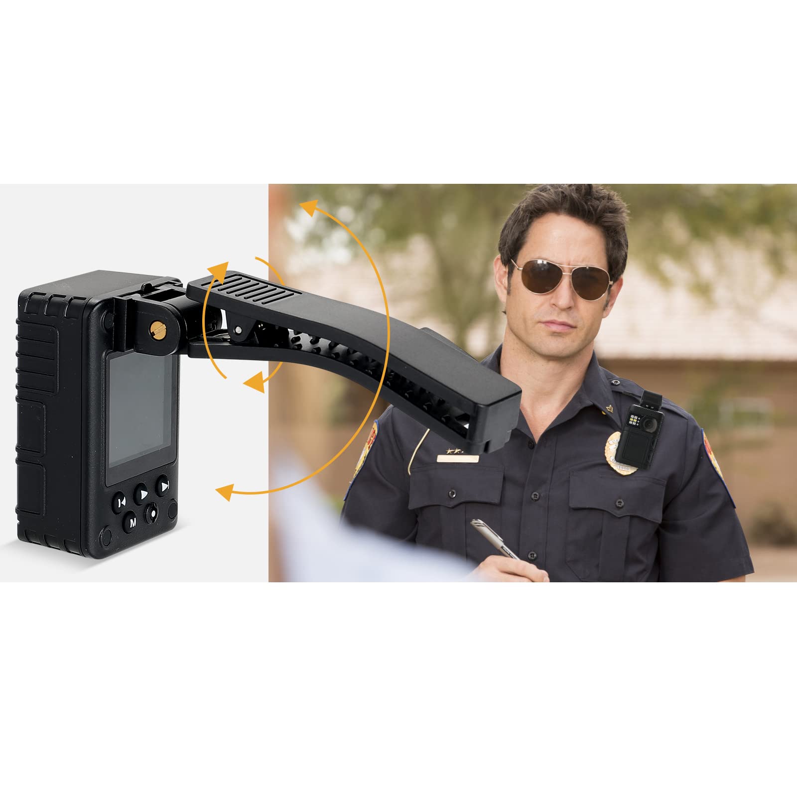 Oncheer 1080P Police Body Camera: Portable Night Vision Video Cam With 64G Sd Card, Waterproof Wearable Security Bodycam, Loop R