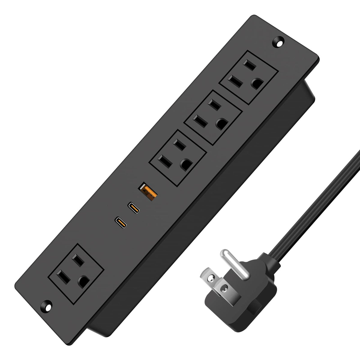 Recessed Power Strip, Pd 30W Usb C Fast Charging Power Outlet, Furniture Flush Mount Desk Recessed Outlet, Plug In 4 Ac Outlets