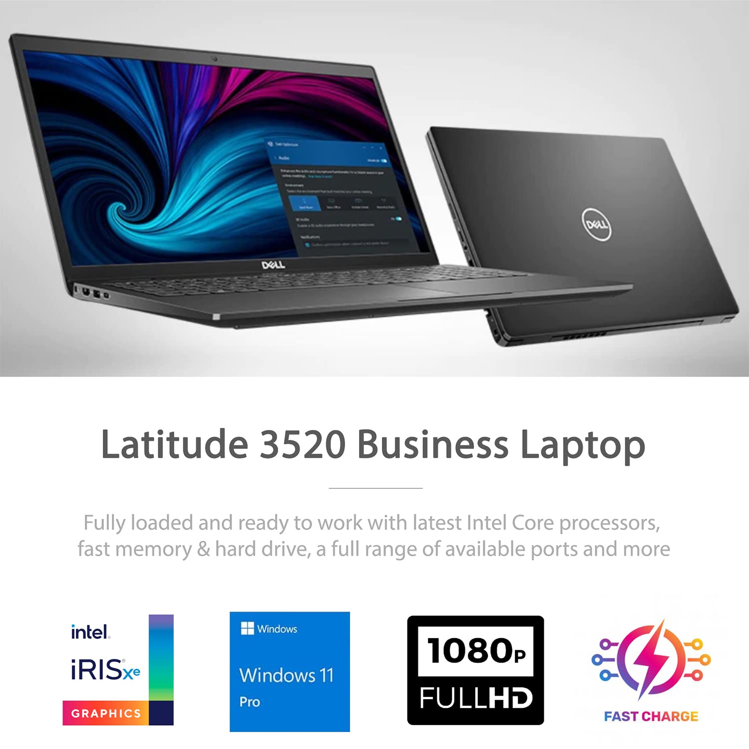 Dell Business Laptop Latitude 3520, 15.6' FHD Display, Intel i7 1165G7, 32GB RAM, 1TB SSD, Webcam, USB C, HDMI, Wi Fi 6, Windows 11 Pro