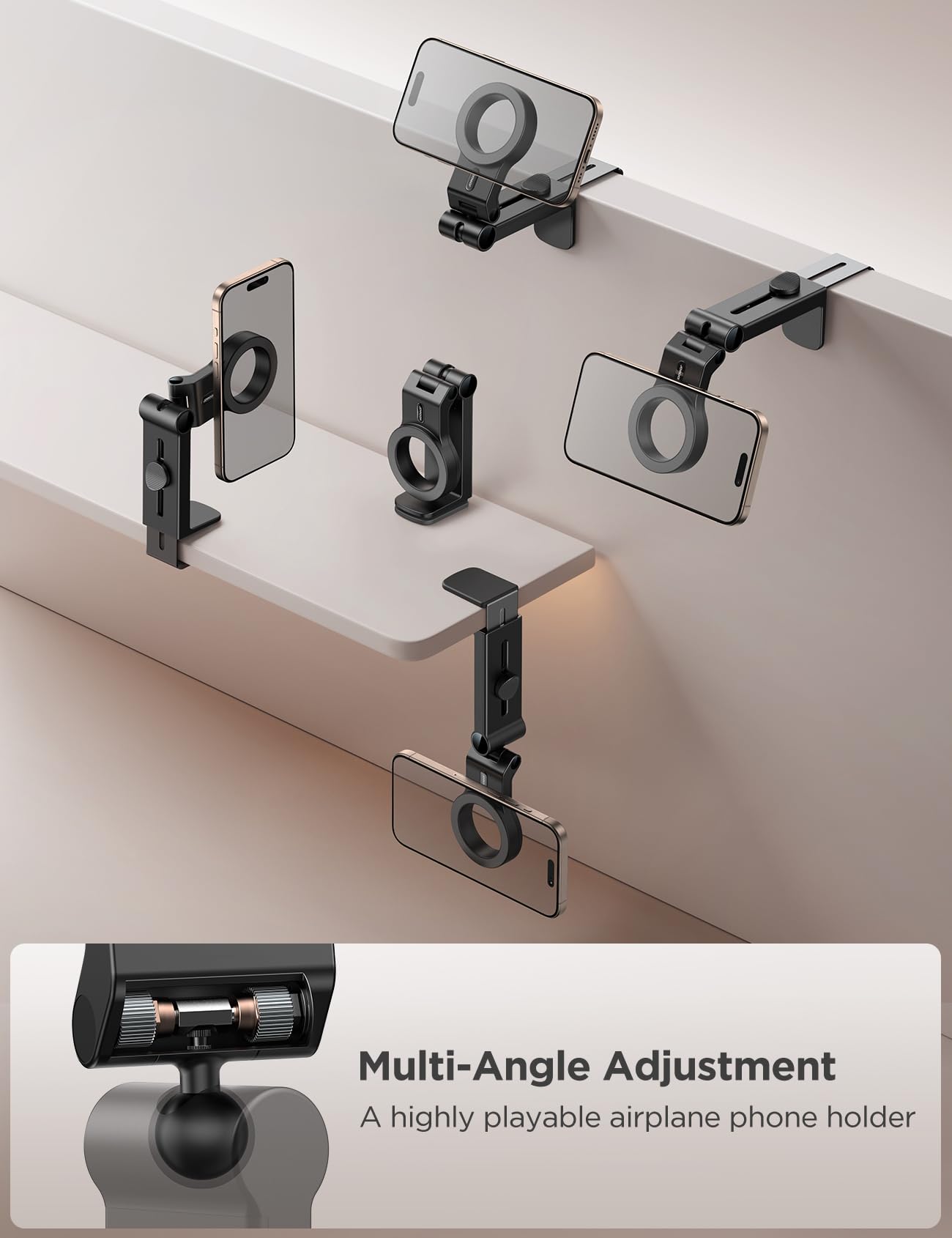 Joyroom 2 Pack Airplane Phone Holder, Hands-Free Airplane Phone Mount, Airplane Essentials Phone Stand For Iphone 15 Pro Max 14