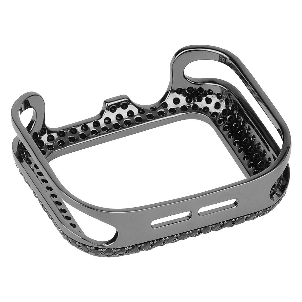 Hjinvigour Gorgeous Bling Zircon Crystal Diamond Case Bezel Cover Compatible Apple Watch Series 6 5 4 3 2 1 Se (Black With Black