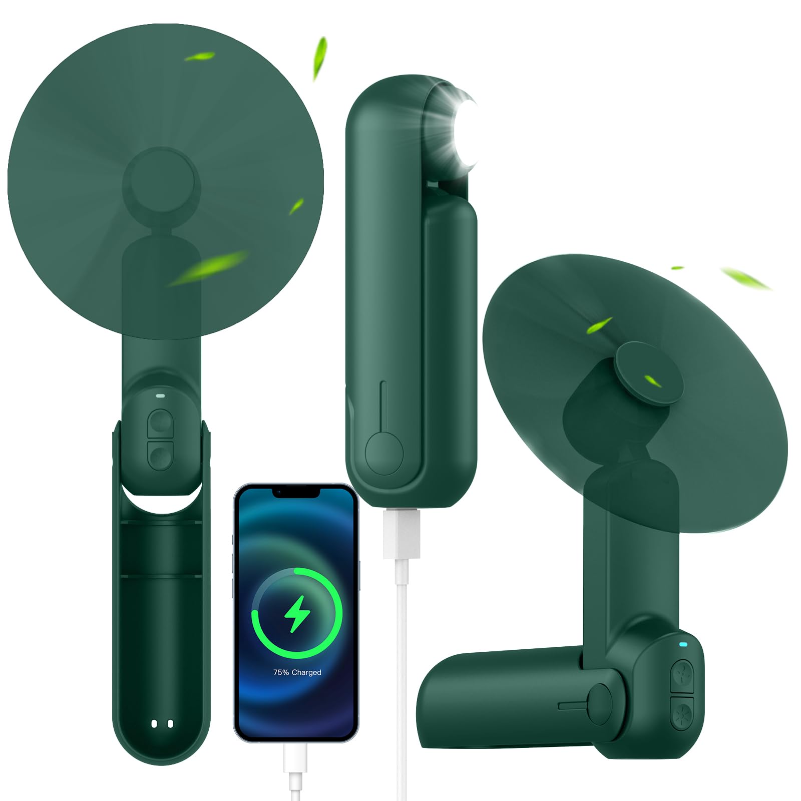 4 In 1 Portable Handheld Fan,Personal Foldable Cooling Fan, Mini Pocket Fan,Desk Fan,Hand Fan,Flashlight,Power Bank,Table Lamp,C