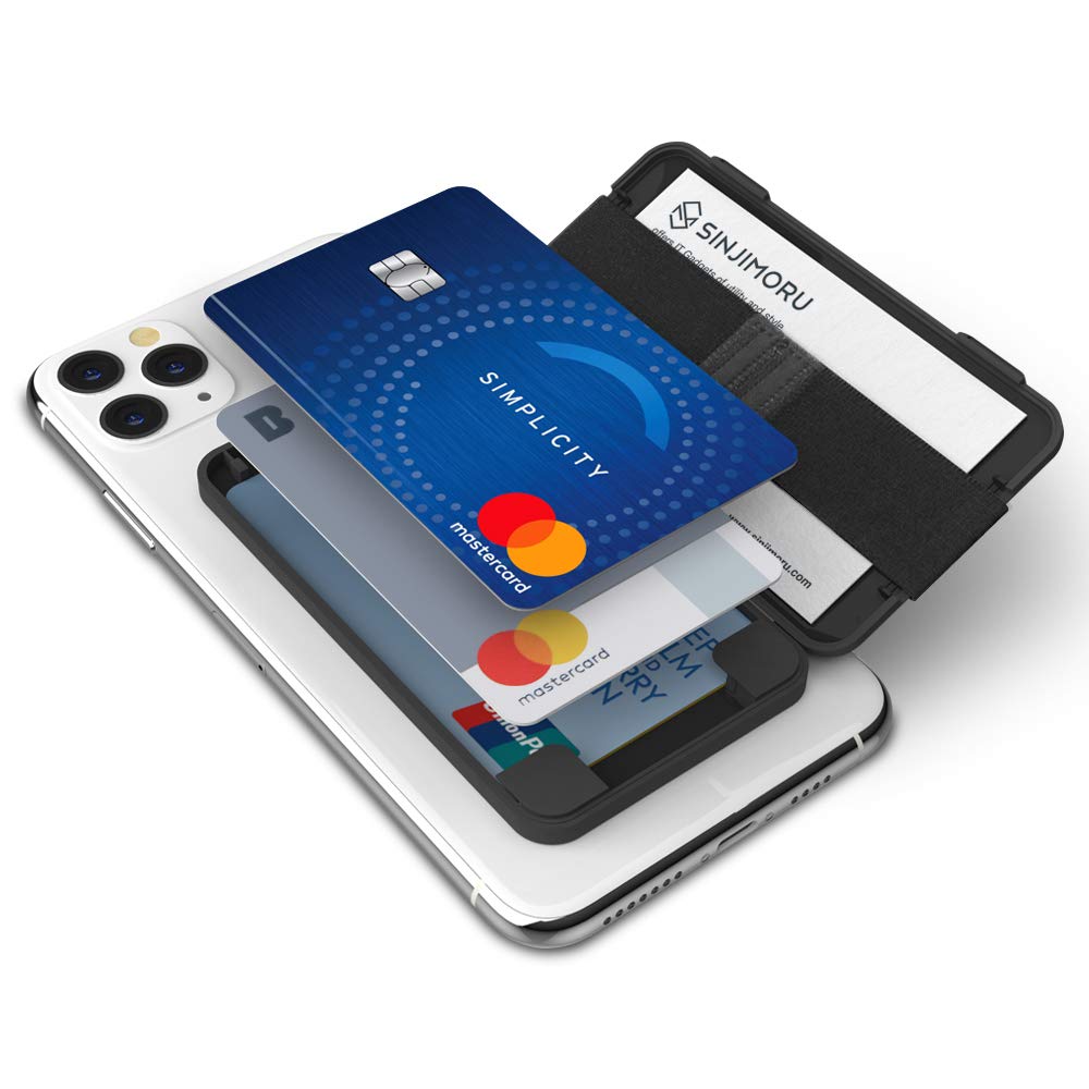 Sinjimoru Cell Phone Card Holder Wallet Case For Back Of Phone, Secure Silicone Phone Stand. Card Zip 2 Midnight Blue