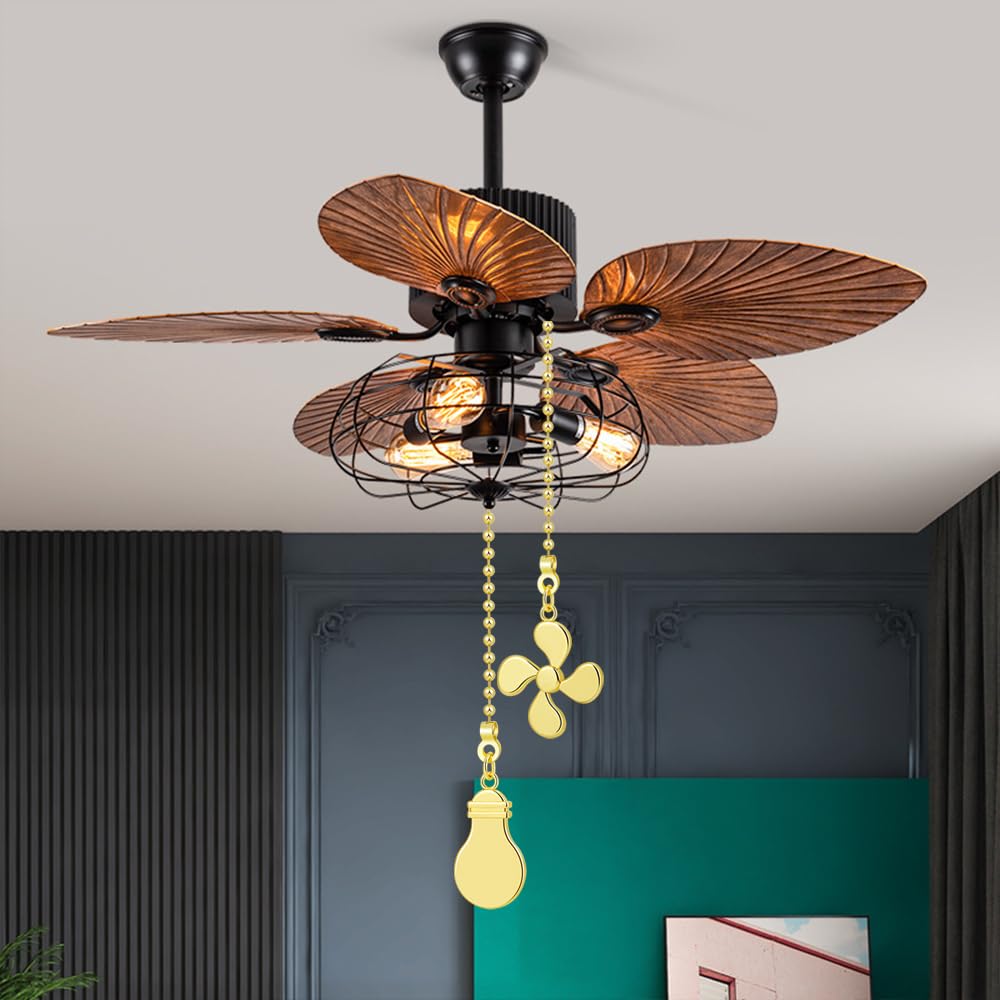 Sur Ciel 4Pcs Ceiling Fan Pulls Chain, Fan Pull Chain Extension, Ceiling Fan Pull Chain Ornaments, Light Pull Chain Extender Wit