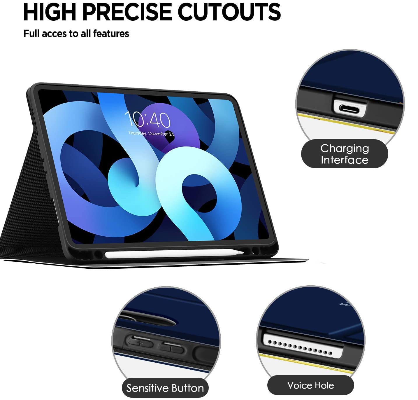 Case For Ipad Air 5Th Generation 2022 / Ipad Air 4Th 10.9 Inch, Ipad Air 11 Inch 6Th Generation M2 Case 2024, Slim Pu Leather Mu