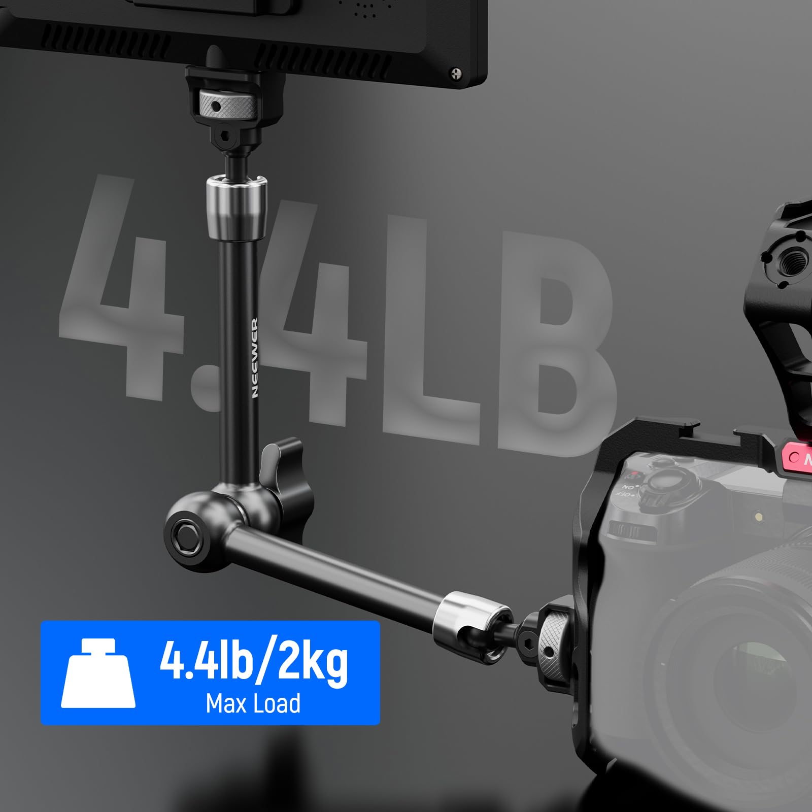 Neewer 11'' Articulating Magic Arm With 360 Ball Heads & Locating Pins For Arri, Camera Monitor Mount With 1/4'' Screws For Dslr