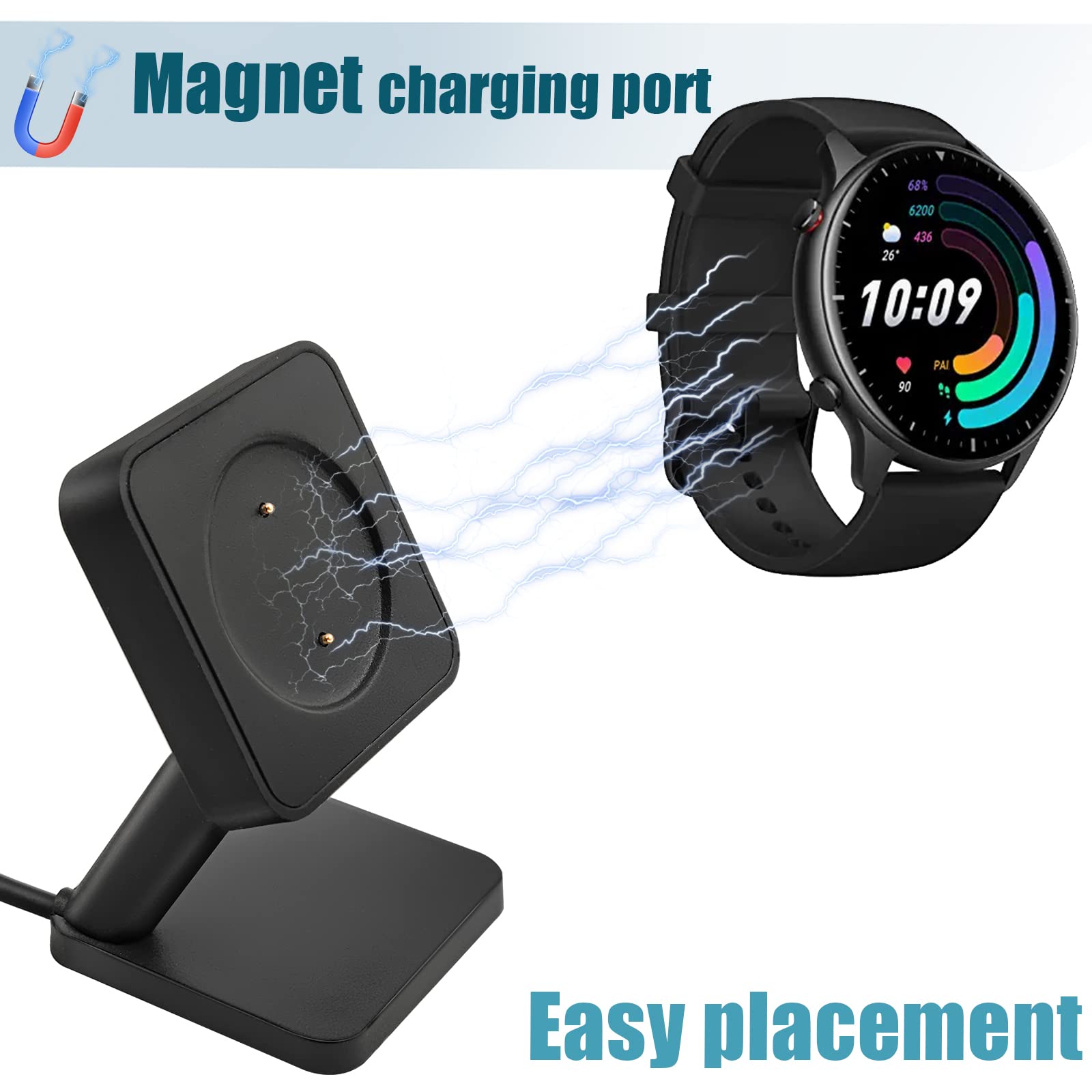 Charger Stand Compatible With Amazfit Gtr 2, Gtr 2E, Gts 2 Mini, Gts 2E, Pop Pro, Zepp E, Zepp Z,T Rex Pro,Usb Charger Cable Fit