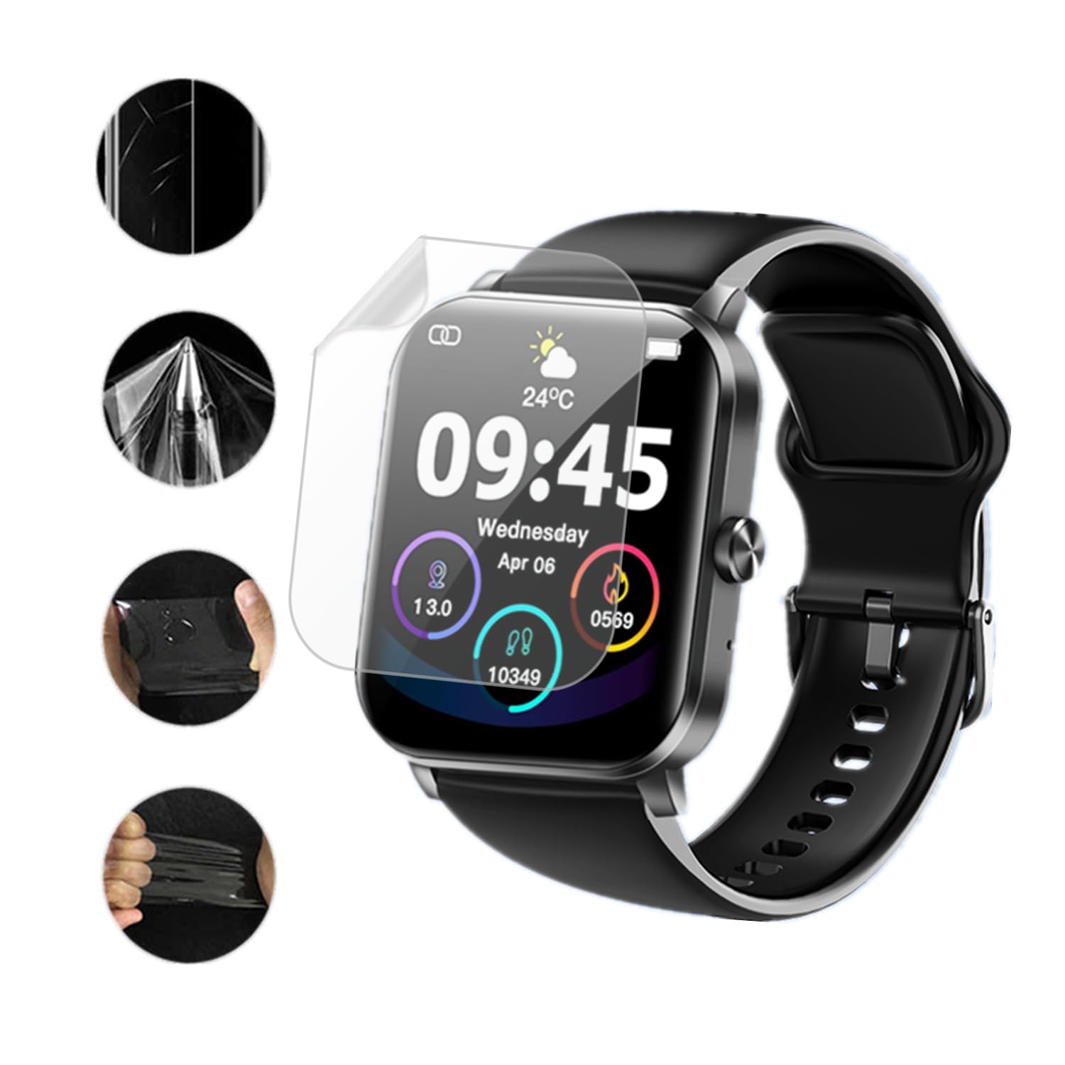 Aemus Screen Protector Compatible For Qonbink L70 Smart Watch 1.85'' (6 Pack) Clear Tpu Soft Film, Compatible For Jacoosa Fitnes