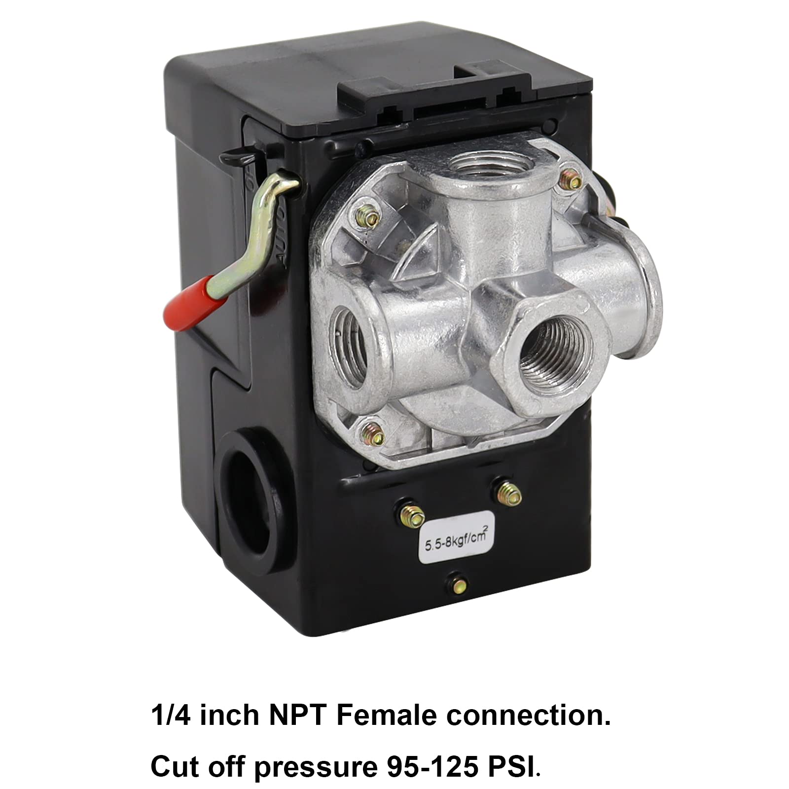 Air Compressor Pressure Switch 95 125 Psi Control Unloader, Lf10 4H 95 125 Psi 20A 4 Port Pressure Control Switch Valve Npt 1/4