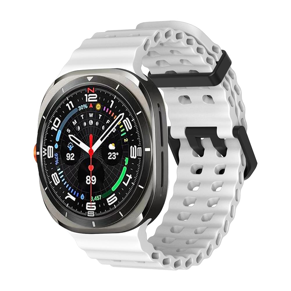 Eanwireless Compatible For Samsung Galaxy Watch 7 Ultra Band 47Mm, Soft Ocean Silicone Sport Strap With Black Metal Buckle Repla