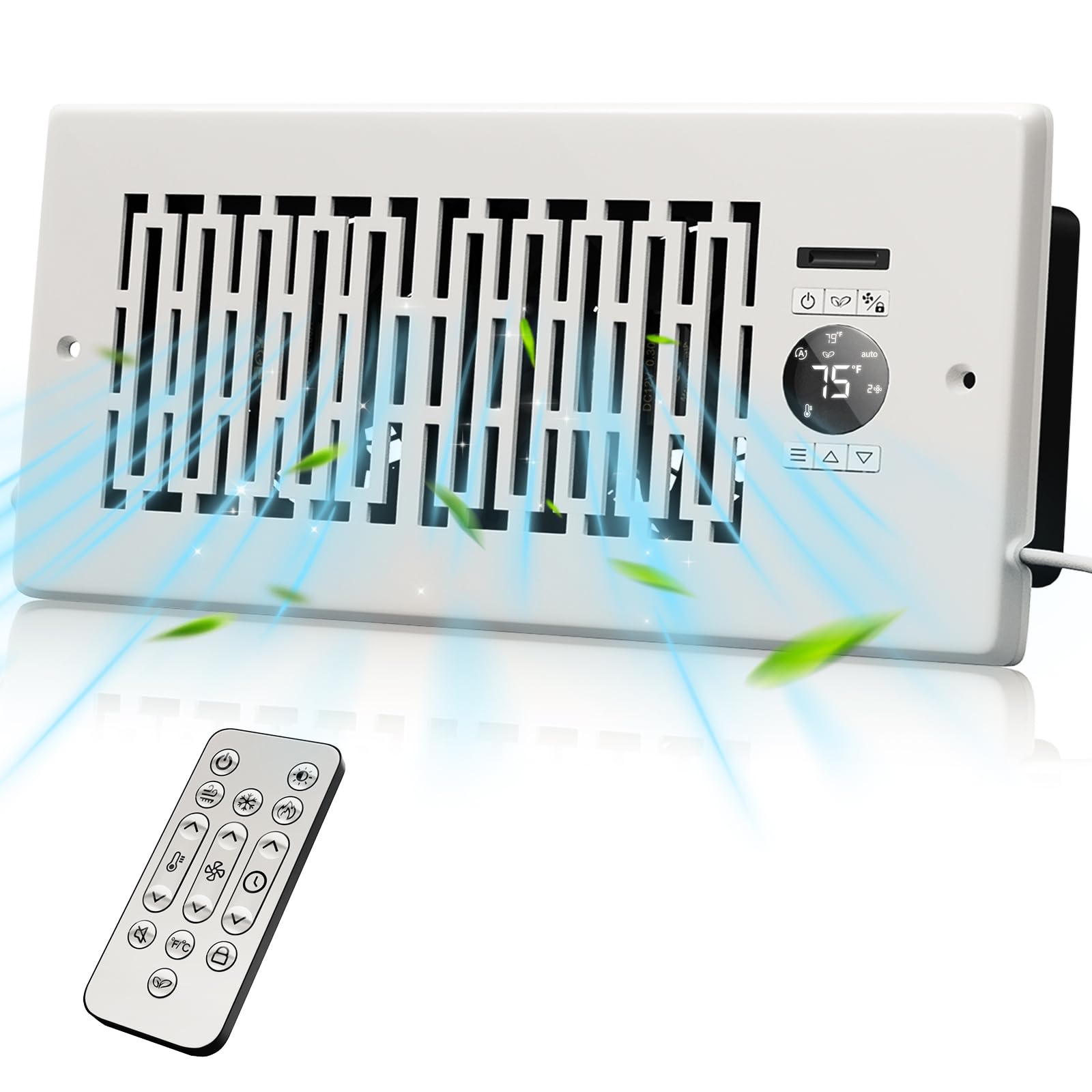 Motctqvd Register Booster Fan Fits 4    X 10    Register Holes, Smart Control Heating Cooling Ac Vent Fan, 10-Speed Quiet Regist