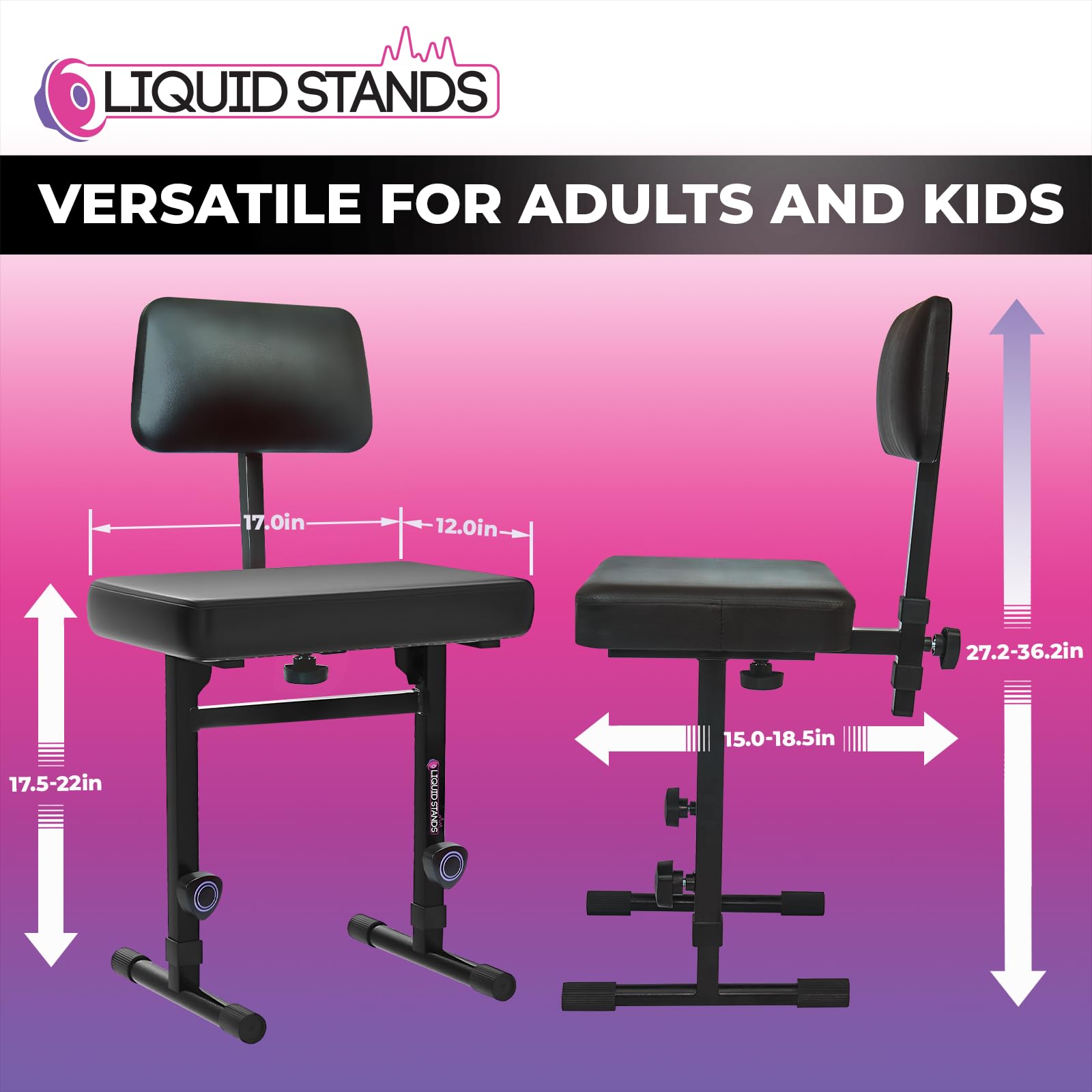 Liquid Stands Piano Bench Adjustable Stool   Music Keyboard Bench With Backrest Seat For Piano Keyboard Stand With Black Padded
