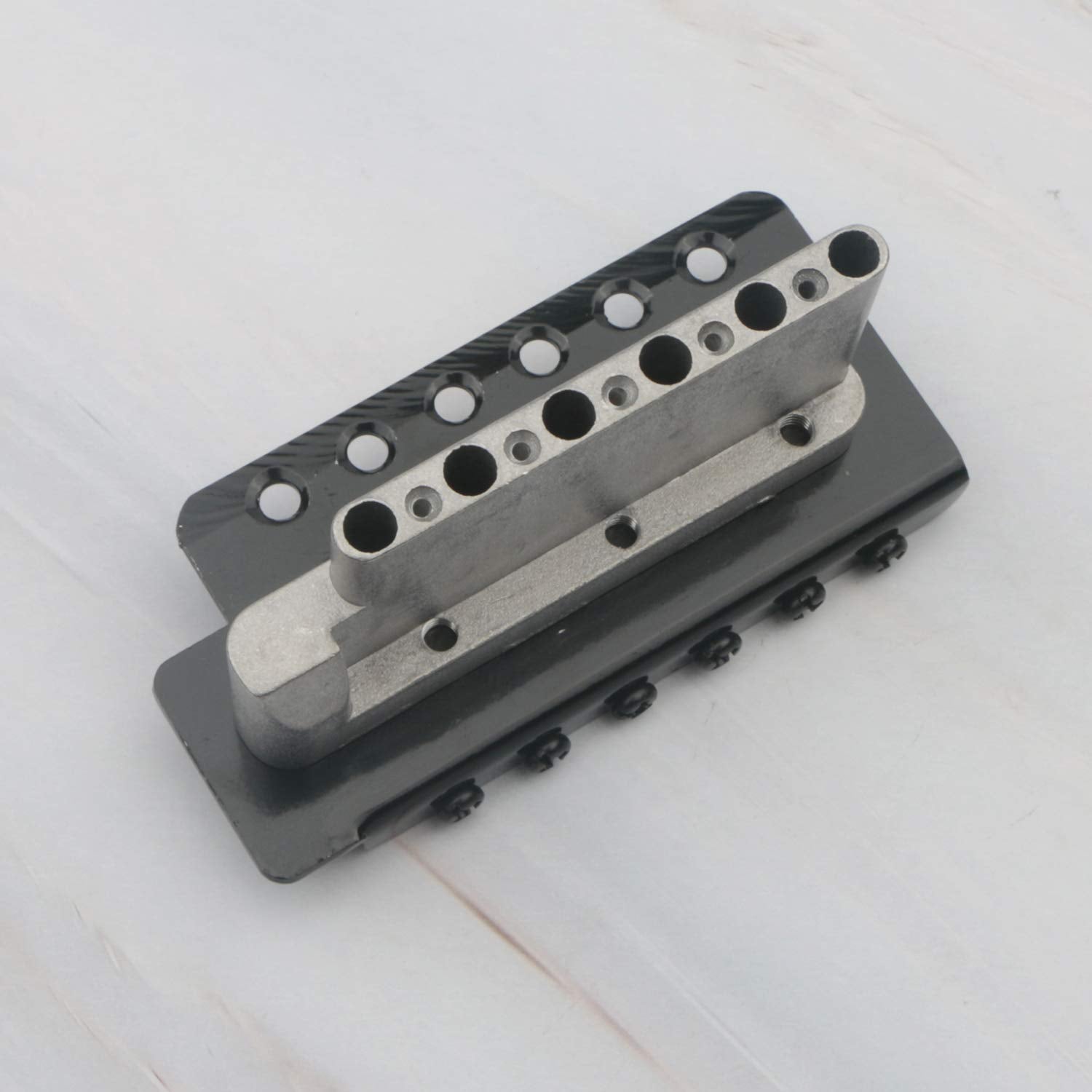 Swhmc Electric Guitar Bridge Tremolo System Set 6 Strings Guitar Tailpiece Replacement With Bar, For Strat(Black)