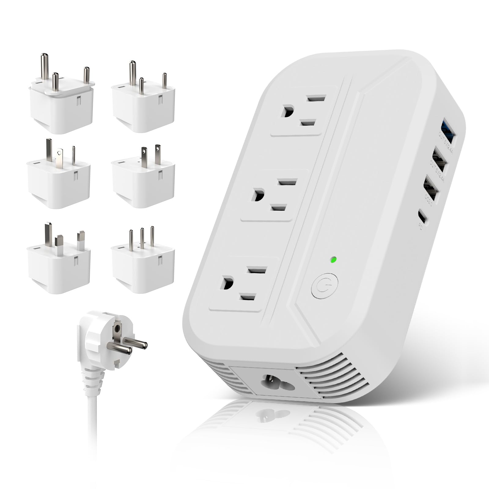 220V To 110V Converter 2300W Power Converter Adapter Combo For International Travel With 3 Ac 3 Usb A 1 Usb C Step Down Voltage