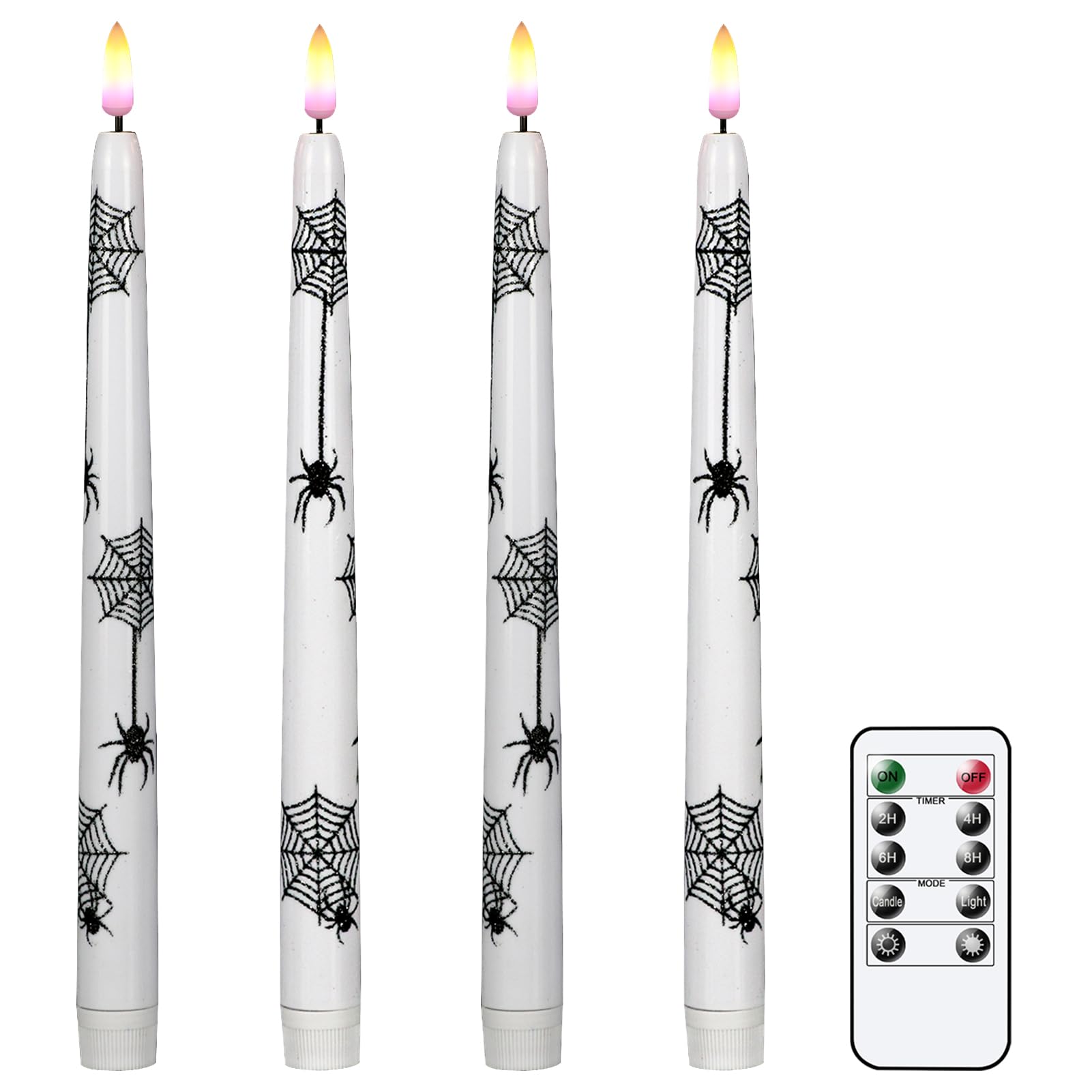 Lasumora Halloween Decoration Flameless Taper Candles With Remote Timer, Battery Operated Led Halloween Candles Flickering With