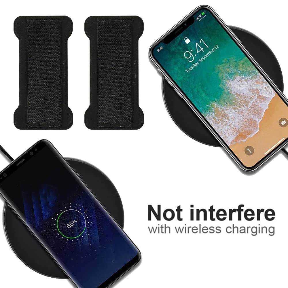 REINVENT EGO Finger Strap Phone Holder - Ultra Thin Anti-Slip Silicone Grip - 2 Pack - Black