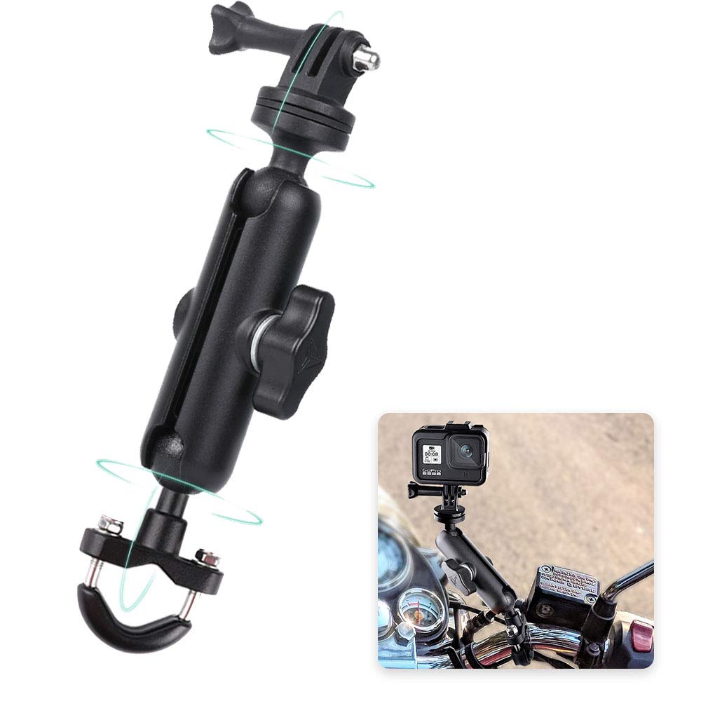 Ruigpro 360Motorcycle Bike Camera Holder Handlebar Mount Bracket 1/4 Metal Stand For Gopro Hero10/9/8/7/6/5/4 Action Cameras Acc