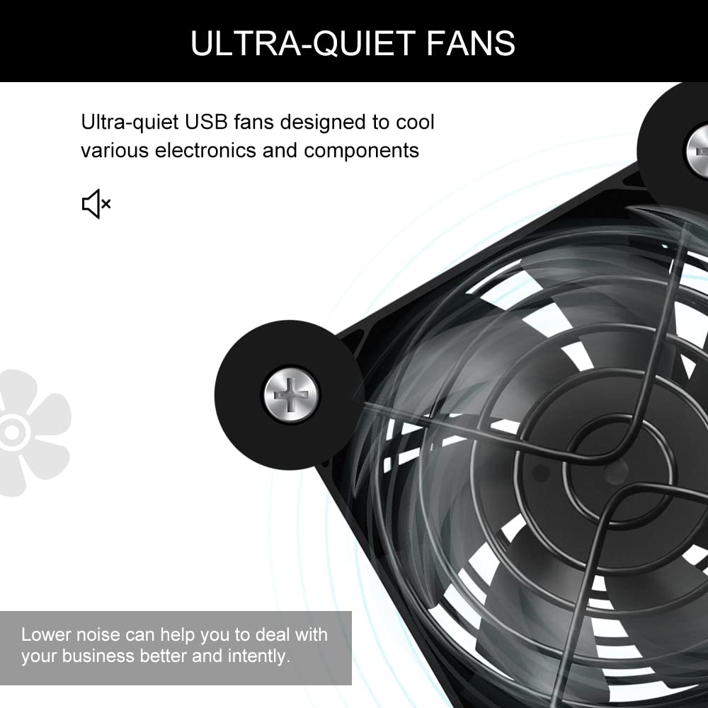 Newhail 2Pack Quiet 80Mm Usb Fan Dual Ball Bearings, Usb Fan 5V, With L/M/H 3 Degree Speed Controller High Airflow Cooling Fan For Router Modem Receiver Dvr Playstation Xbox Tv Box