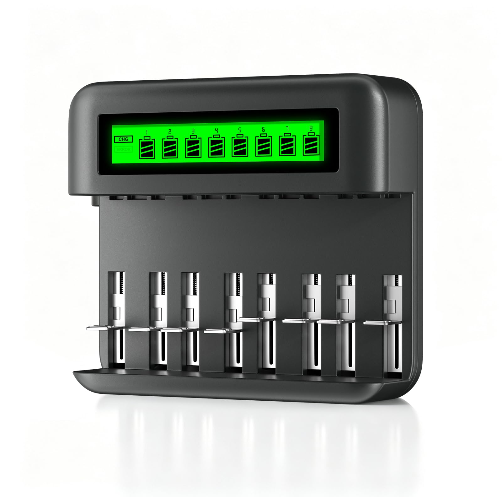 CITYORK 8 Bay AA AAA C D Universal Battery Charger with Smart LCD Display for 1.2V AA AAA C D Size NiMH/NiCD Rechargeable Batt