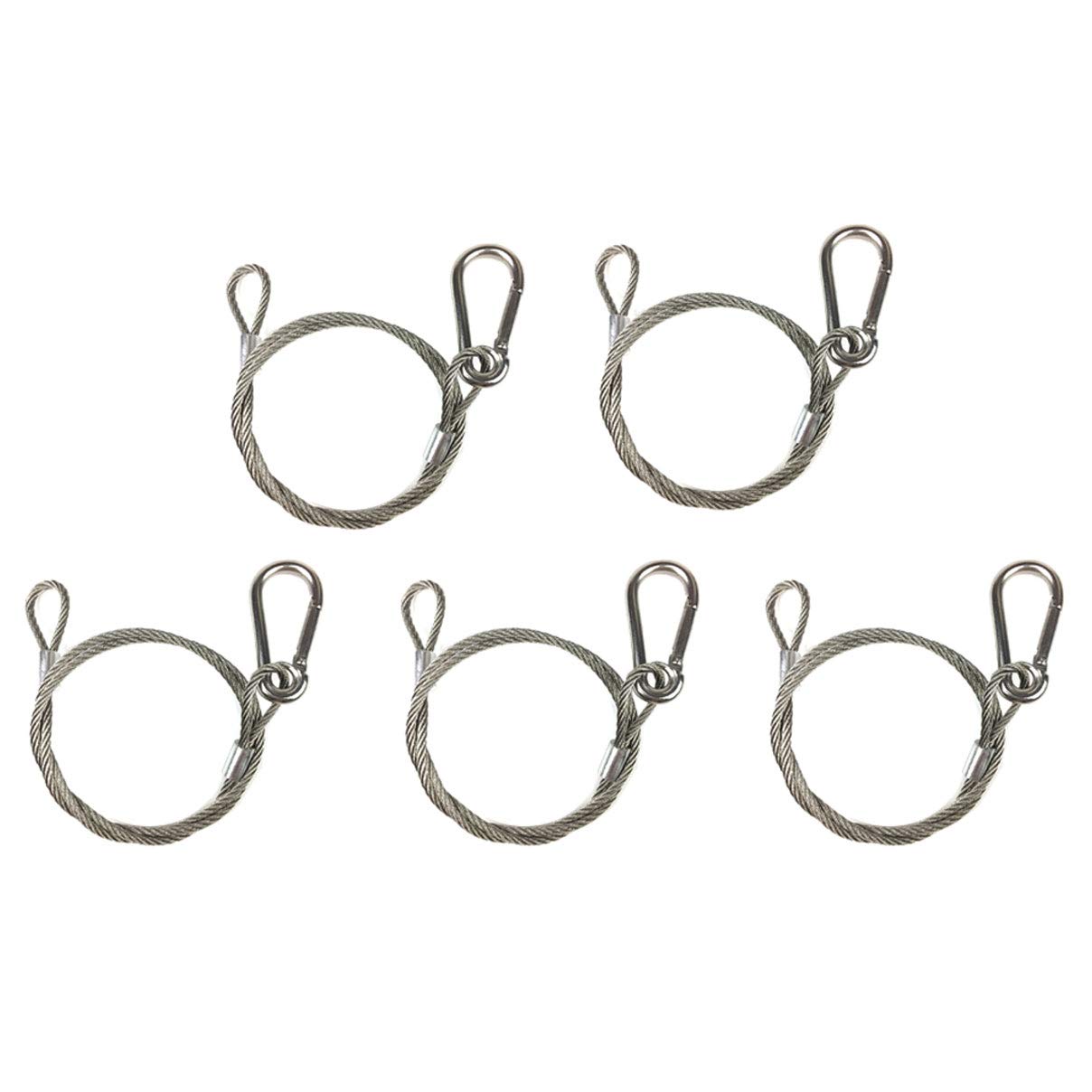 Bayyee 25.5'' Stage Light Stainless Steel Safety Rope Cable Security Wire For Heavy Duty Lamp Light, Max 110 Pound, 5 Pack Silve