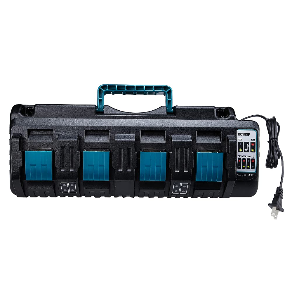 Waxpar Dc18Sf 4 Port 12A Battery Charger Compatible With Makita 18V Battery, 18V Rapid Charger Multiple Battery Charger