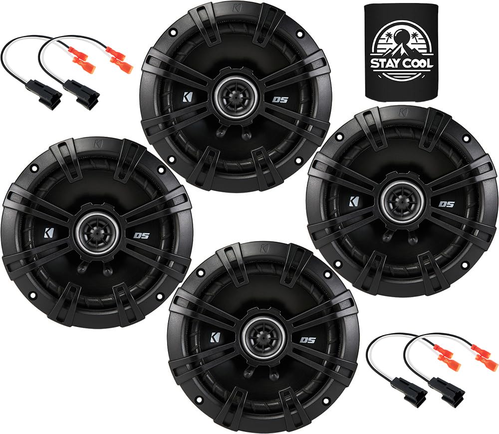 KICKER Speakers 6.75 inch for Chevrolet Camaro 1993-2002 Upgrade Kit - 4 Pack of DS Series with Harness, Coaxial 6 3/4 Car Audio