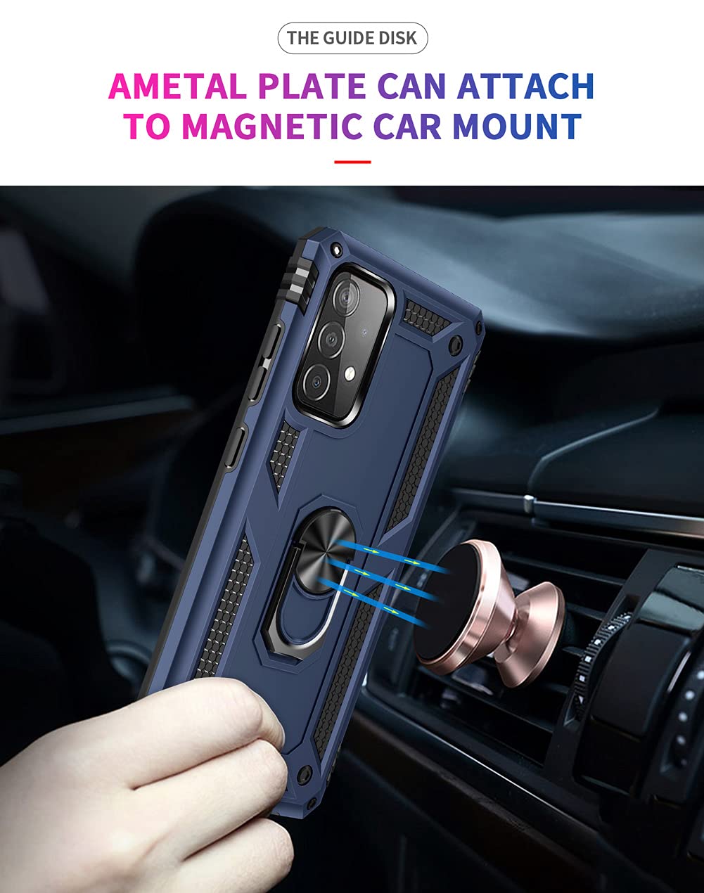 For Samsung A52 Case, Galaxy A52 Case With Hd Screen Protector, Military-Grade Ring Holder Kickstand Car Mount 15Ft Drop Tested