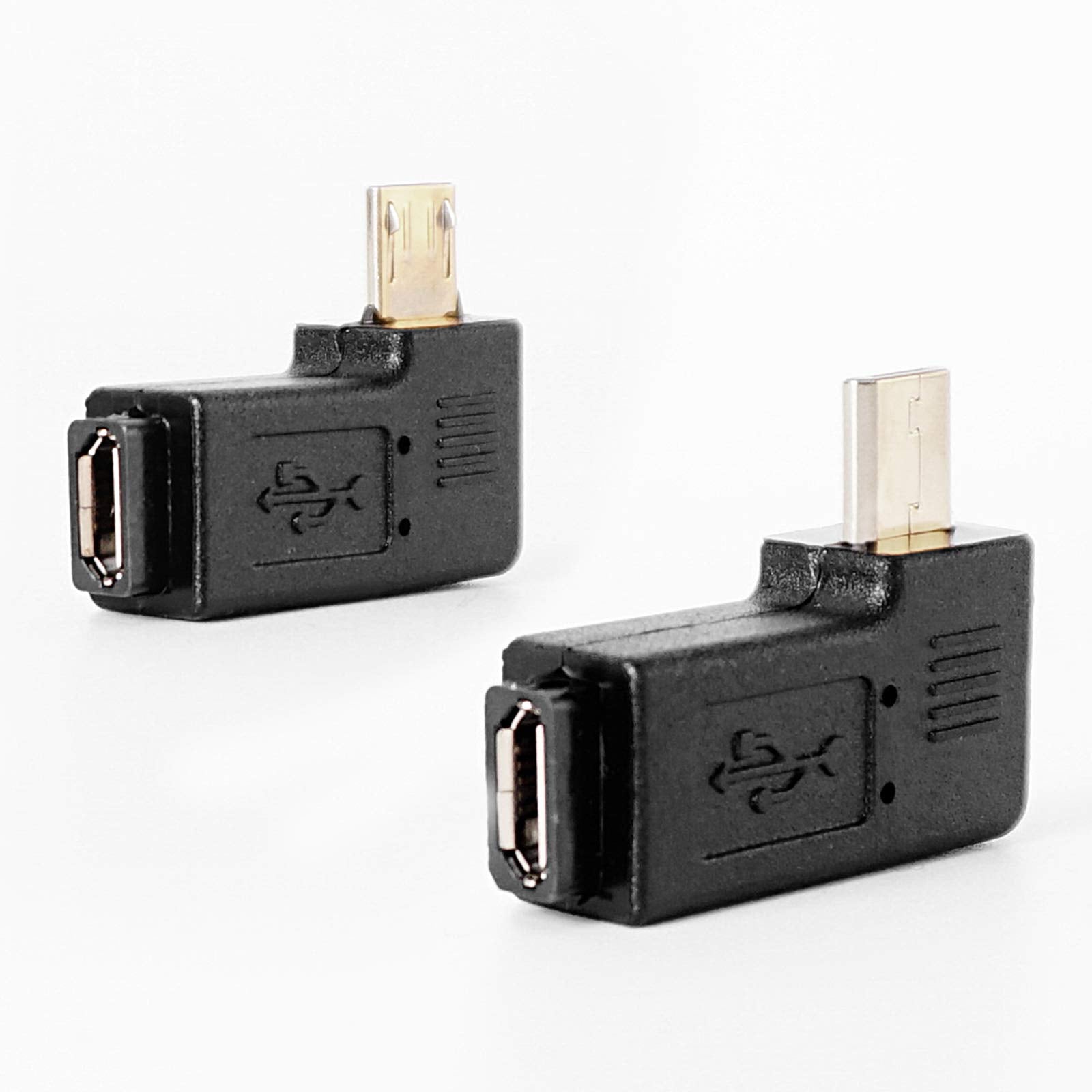 Inovat 1 Pair Right Left Angle Micro Usb Male 90 Degree Usb Male To Micro Female Plug Adapters