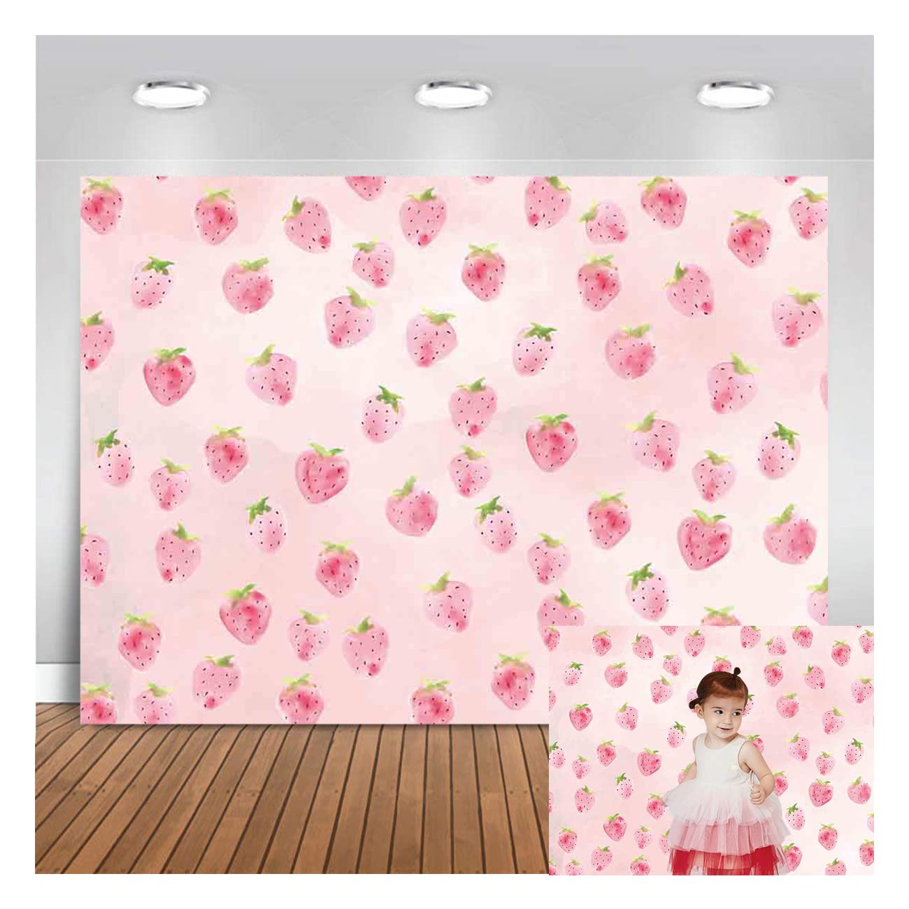 Maqtt Pink Strawberry Backdrop For Girls Birthday Party Decoration Strawberry Photography Background Baby Shower Supplies Cake T