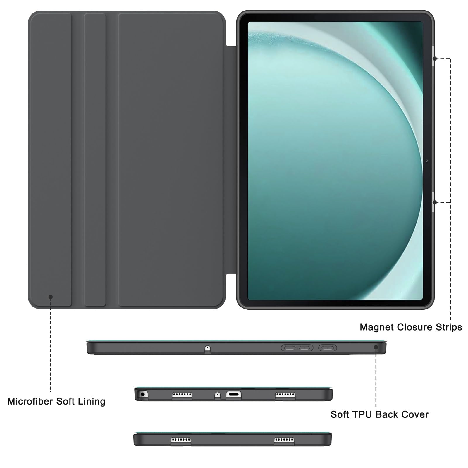 Soke Case For Galaxy Tab A9+/A9 Plus 11 Inch 2023, Shock Proof Smart Folio Stand Case, Multi  Viewing Angles, Soft Tpu Back Cover For Samsung Galaxy Tab A9+ Tablet [Sm X210/X216/X218], Aqua