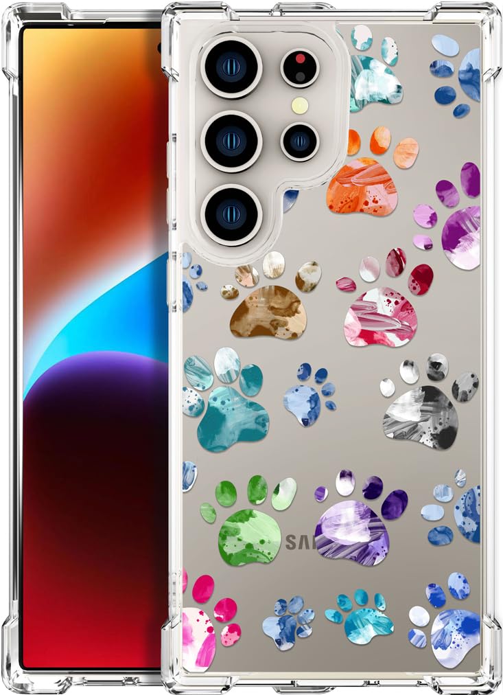 ENDIY Compatible with Samsung Galaxy S25 Ultra Cases with Design, Cute Transparent Phone Case for Women Girls Girly with Heavy D