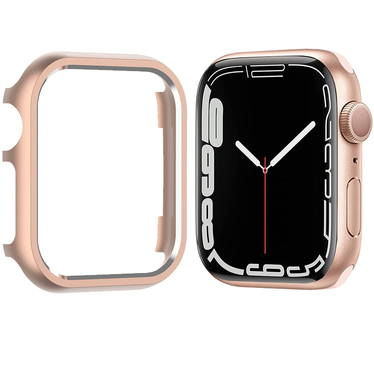 Compatible Apple Watch 45Mm Series 8 7 Case Rose Gold,Ninki Impact Resistant Aluminium Full Protective Cover Apple Watch Series