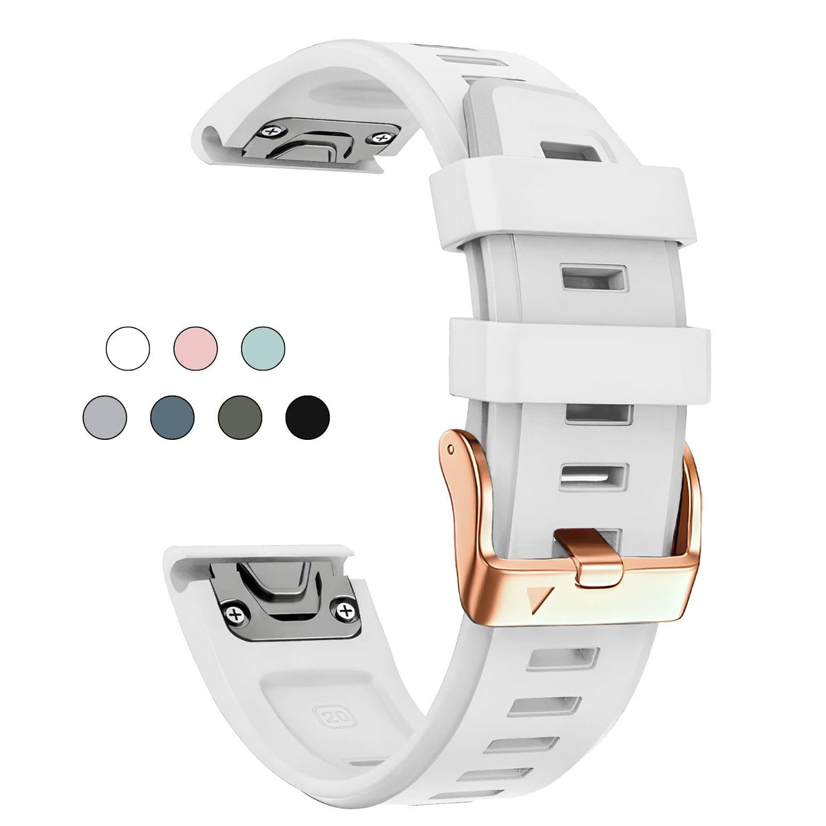 Outvi 20Mm Watch Band For Garmin Fenix 5S Fenix 6S Fenix 7S Pro Soft Silicone With Rose Gold Buckle Quick Fit 20 Bands Replaceme