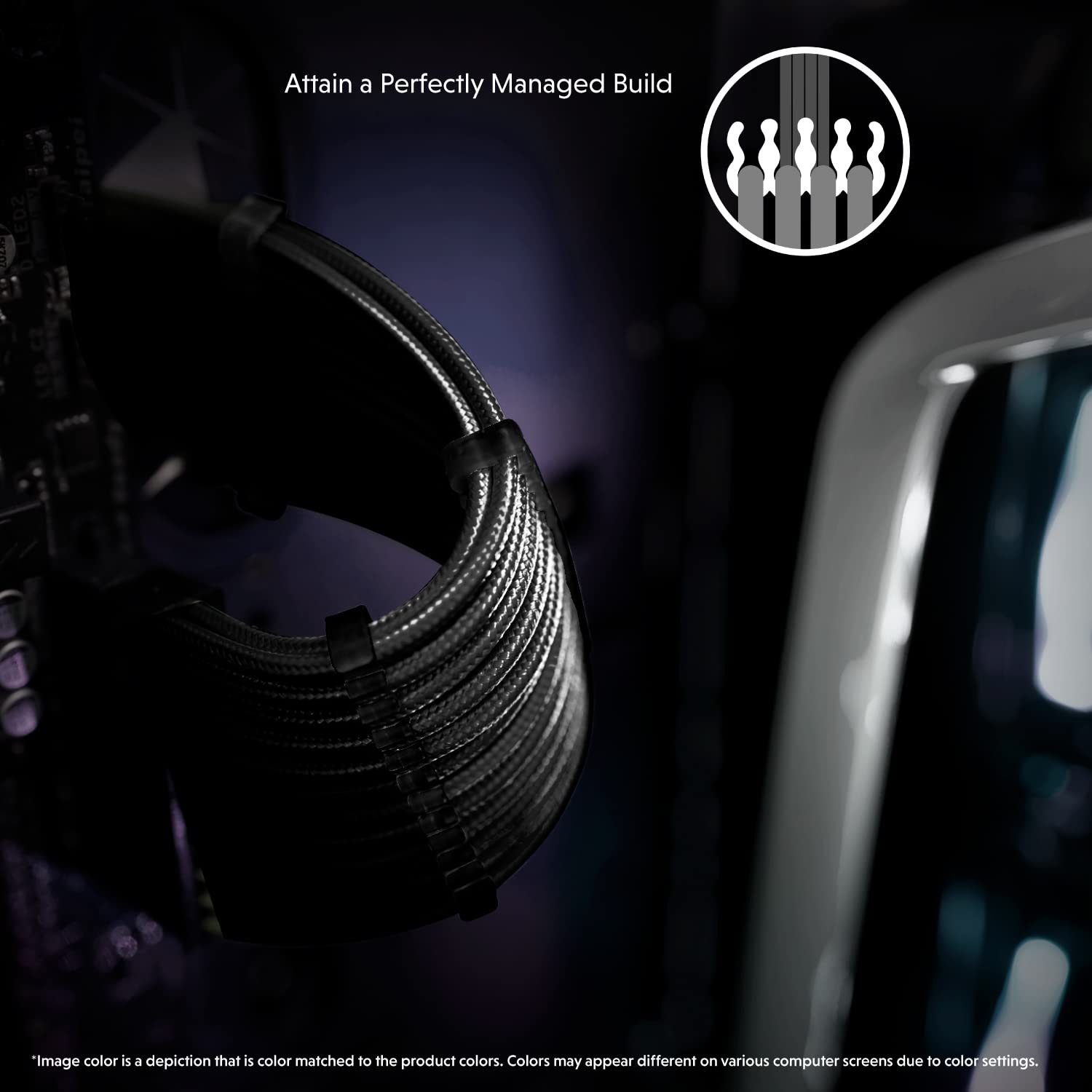 Linkup   Ava 50Cm Atx 24 Pin (20+4) Motherboard Psu Braided Sleeved Power Supply Extension Cable W/Combs?Strong & Stiff Design?S