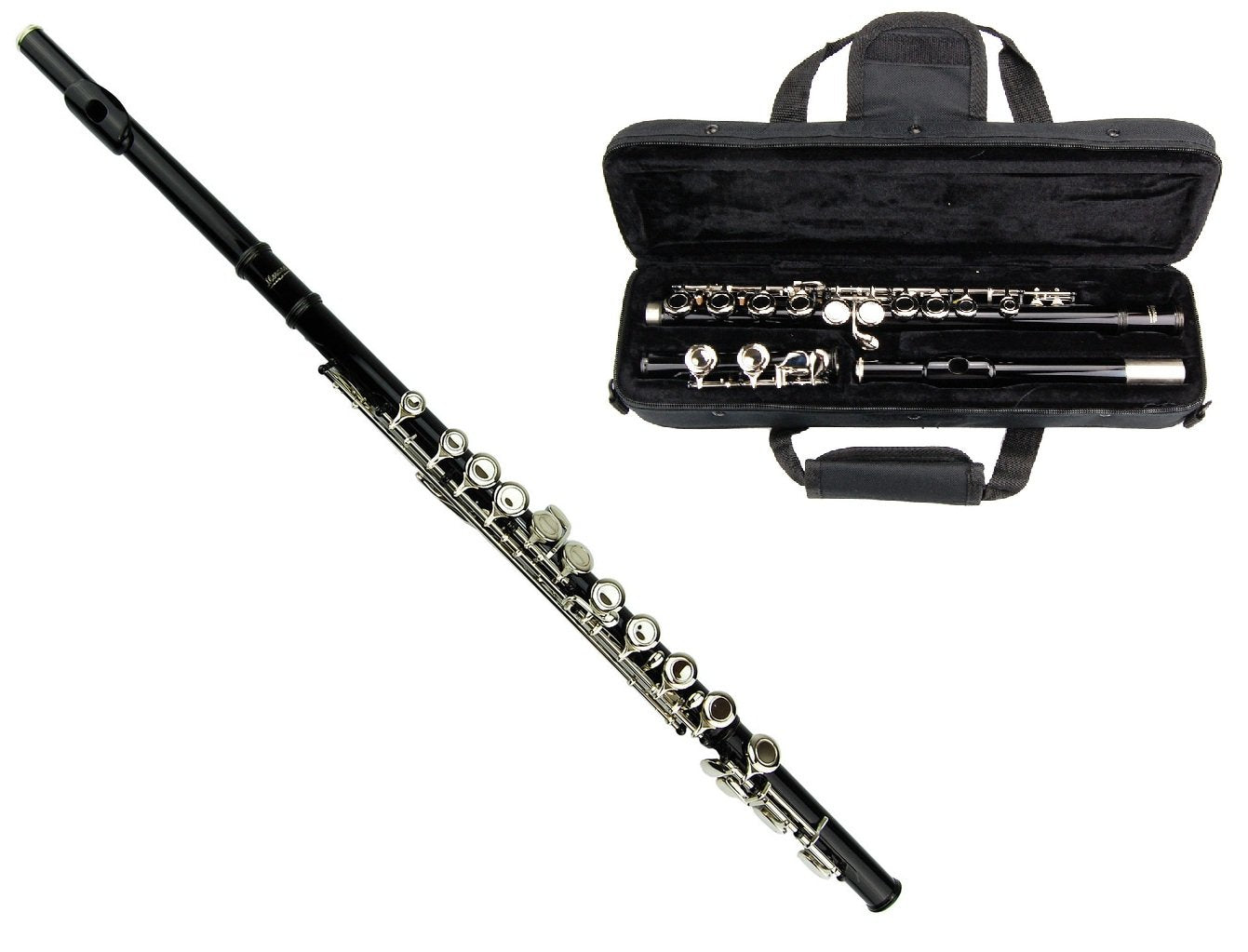 Merano Black Lacquer Plated Flute Key Of C With Case