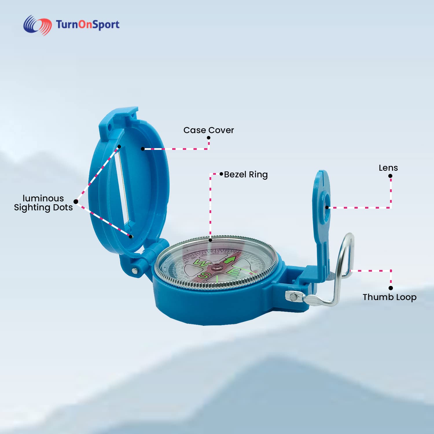 Turnonsport Lensatic Compass - Orienteering & Camping Navigation | Professional Field Compass For Map Reading - Perfect For Boy