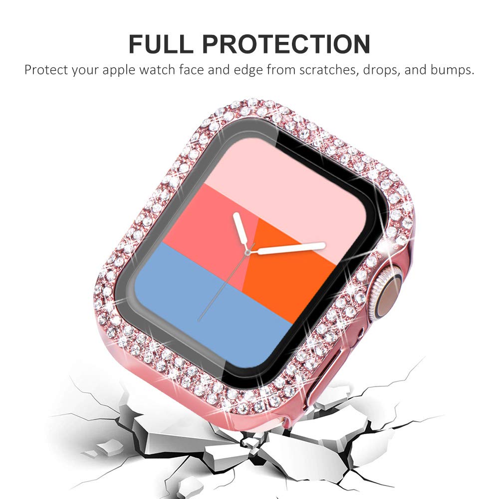 Kades Compatible For Bling Apple Watch Protective Case With Built In Screen Protector For Apple Watch 41Mm Series 9 Series 8 Ser