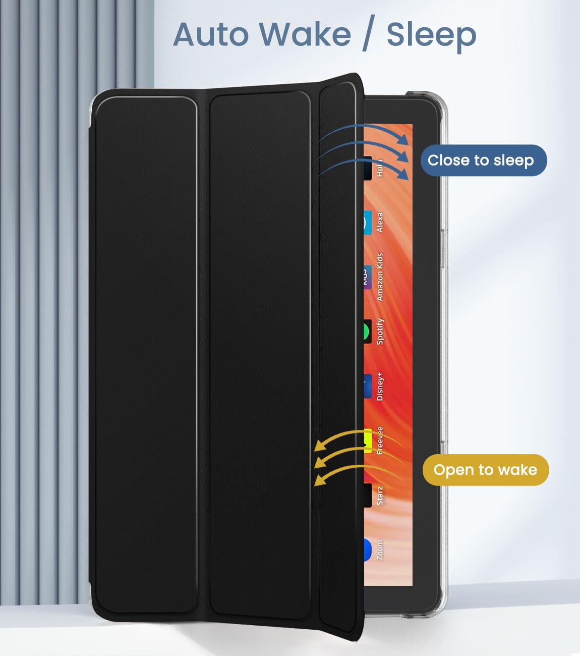 MoKo Case for All New Fire HD 10 Tablet (13th Generation, 2023 Release) 10.1', PU Leather Trifold Stand Cover for Fire Tablet 10 2023, Auto Wake/Sleep, Notebook Black