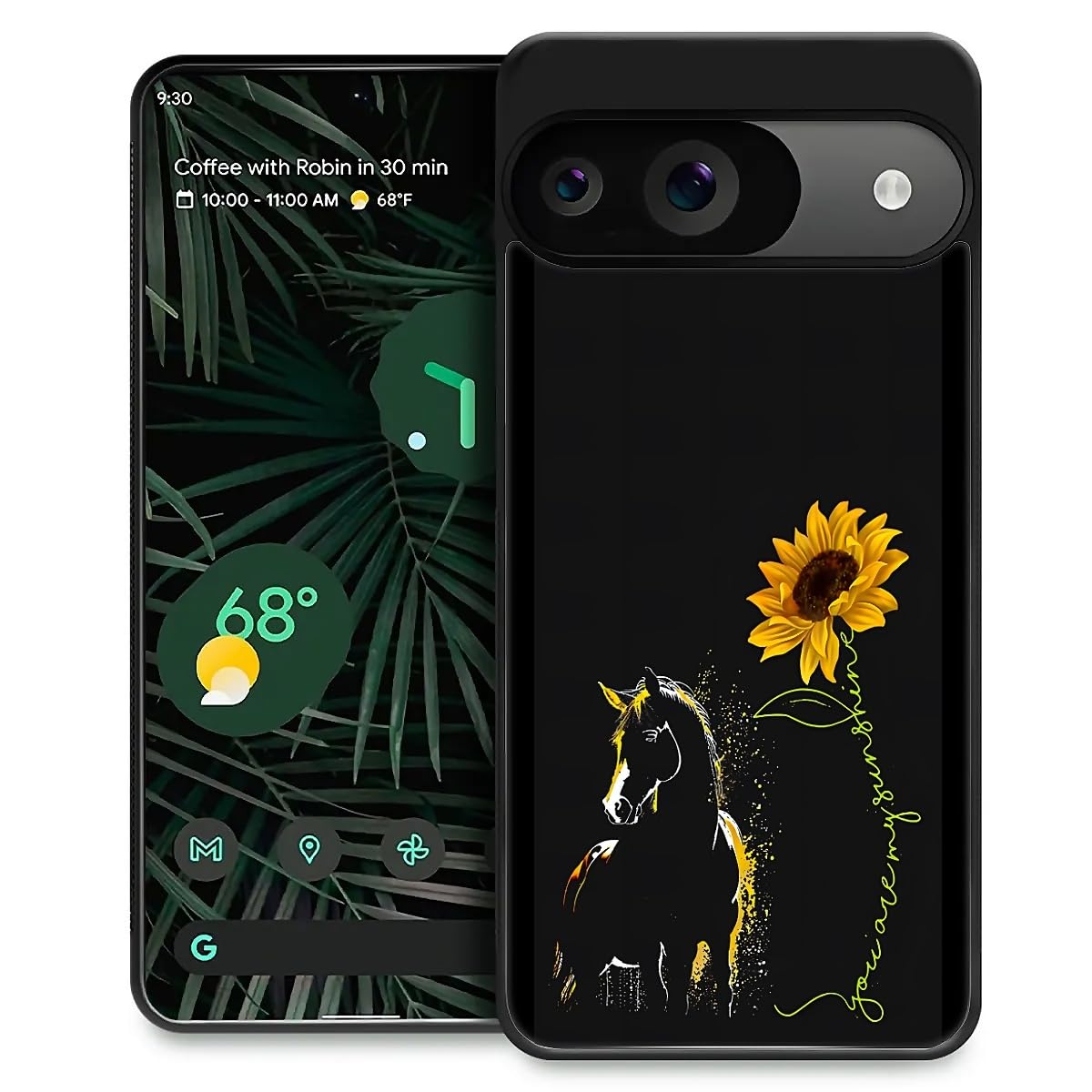 Fkbrcl4U For Google Pixel 9/9 Pro Case, Horse Sunflower Yellow Sunshine Pattern Graphic Design Girl Boy Soft Silicone Hard Acryl